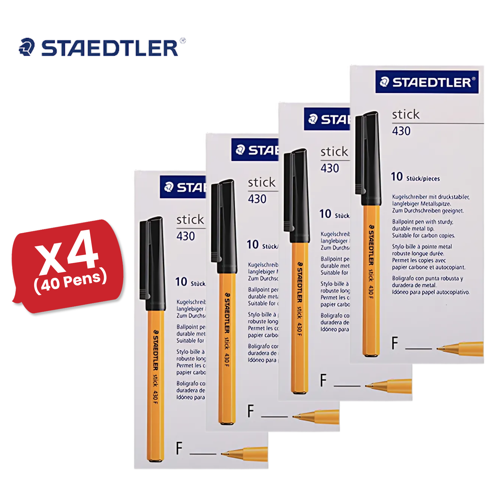Staedtler 430 Black Ballpoint Pens 0.3mm for Office, School & Home Packs of 10 - Picture 11 of 12