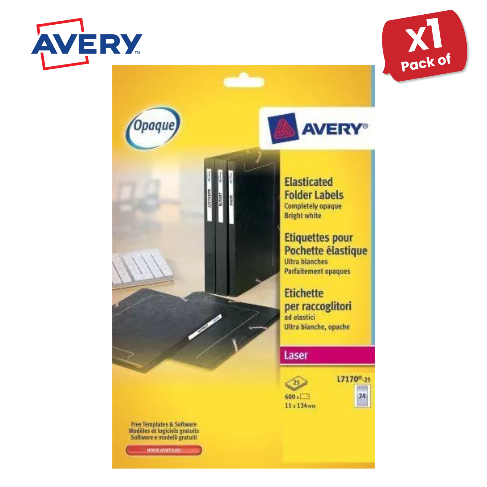 Avery L7170-25 Ordner Datei Etiketten weiß 24 pro A4 Blatt / 600 Etiketten, 134 x 11 mm - Bild 5 von 9