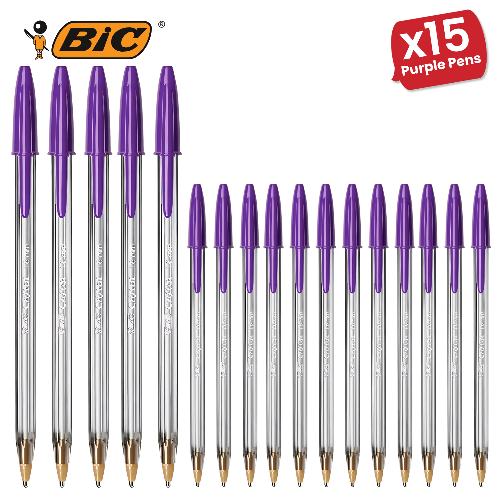 BiC Cristal Fun Kugelschreiber, Kugelschreiber Breite Spitze 1,6 mm Lila Tinte für Schule - Bild 23 von 23