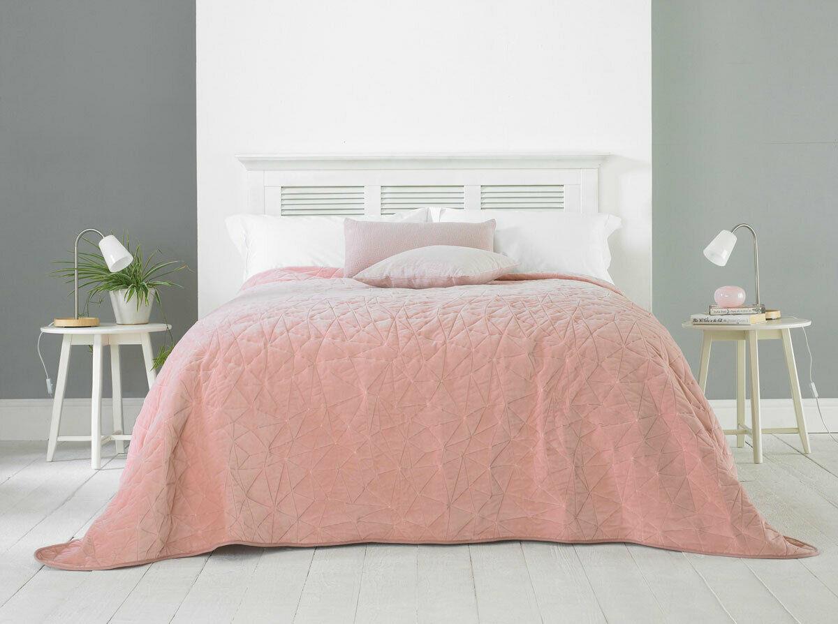 Alexa Velvet Quilted Bedspread Soft Throw Over Double/King Size Bed