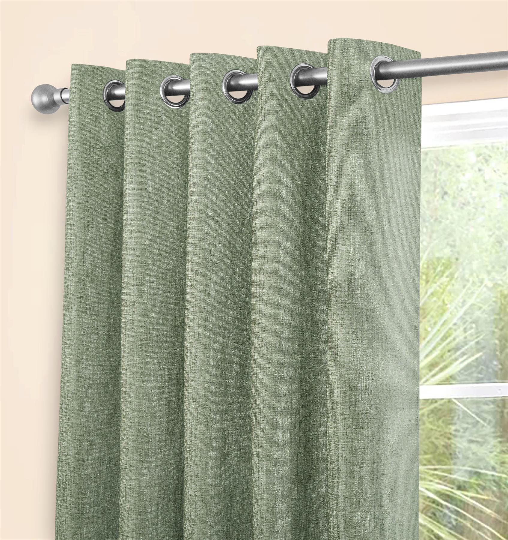 Thermally Lined Door Curtains Eyelet Ring Top Curtain Ready Made Chenille - Picture 21 of 31