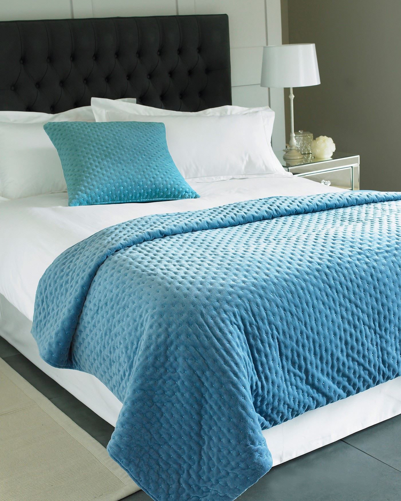 100 Cotton Velvet Throw Over Throwover Luxury Bedspread Blue Grey Brown eBay