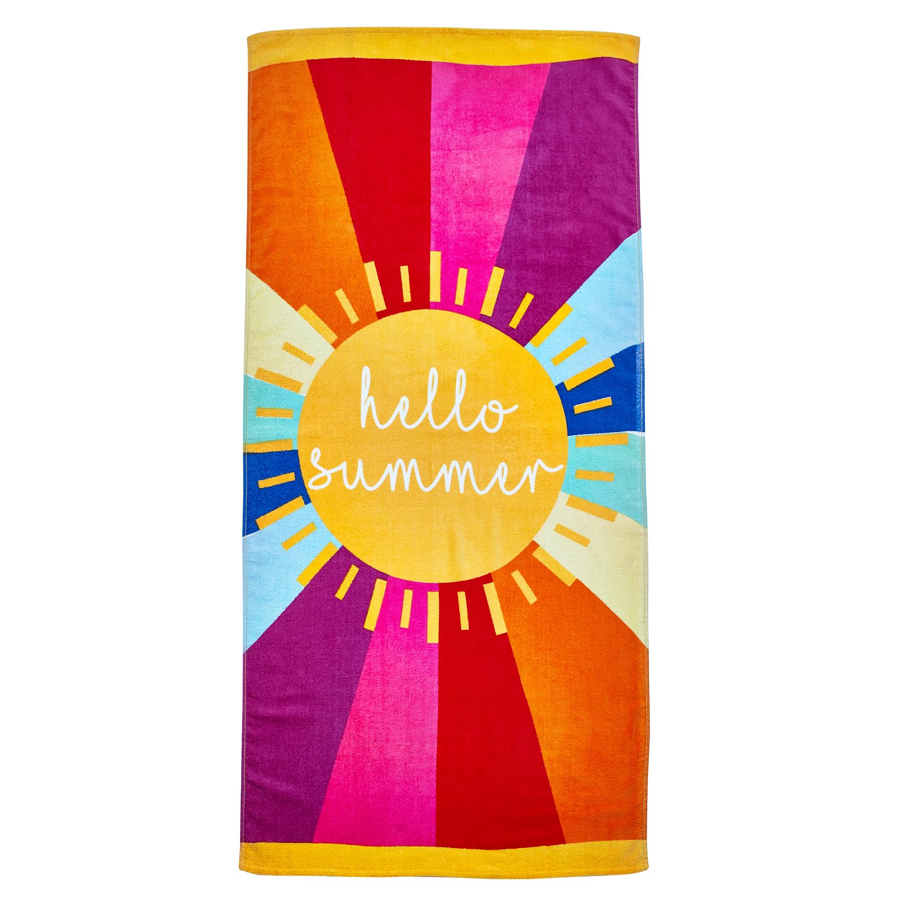 Catherine Lansfield Beach Towel Sunbed Lounger Cotton Patterned Plain - Picture 22 of 52