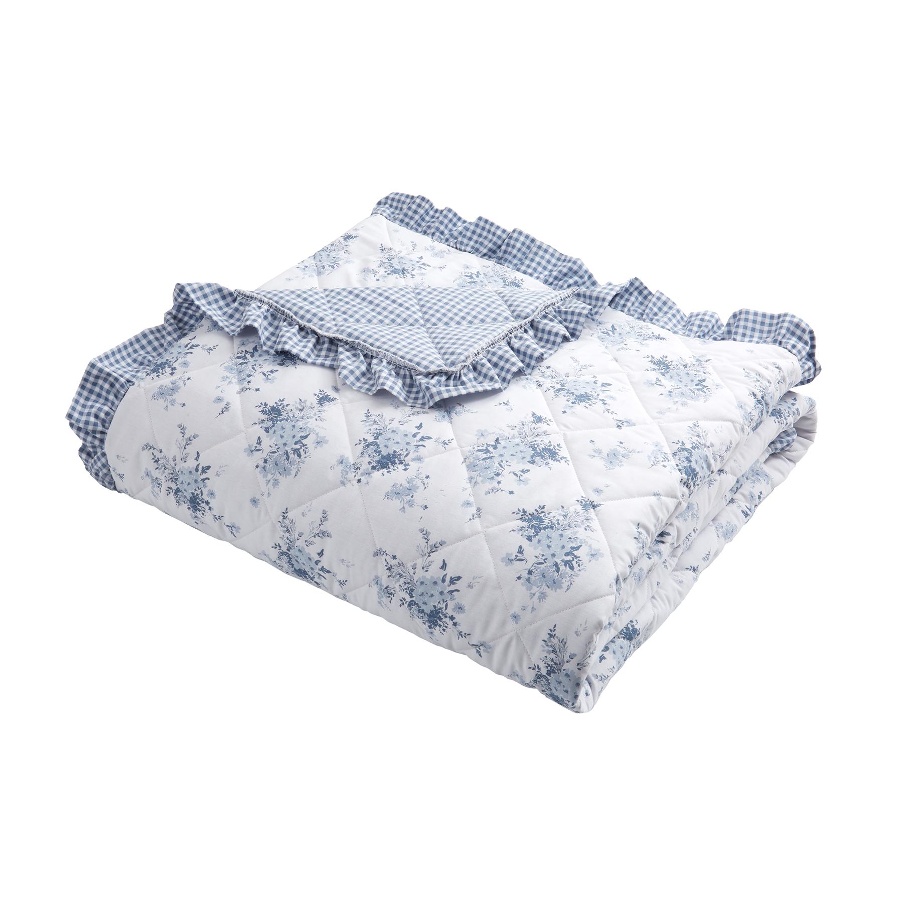 Catherine Lansfield Lucie Floral Frill Duvet Cover Set Accessories Bedding Blue - Picture 40 of 42