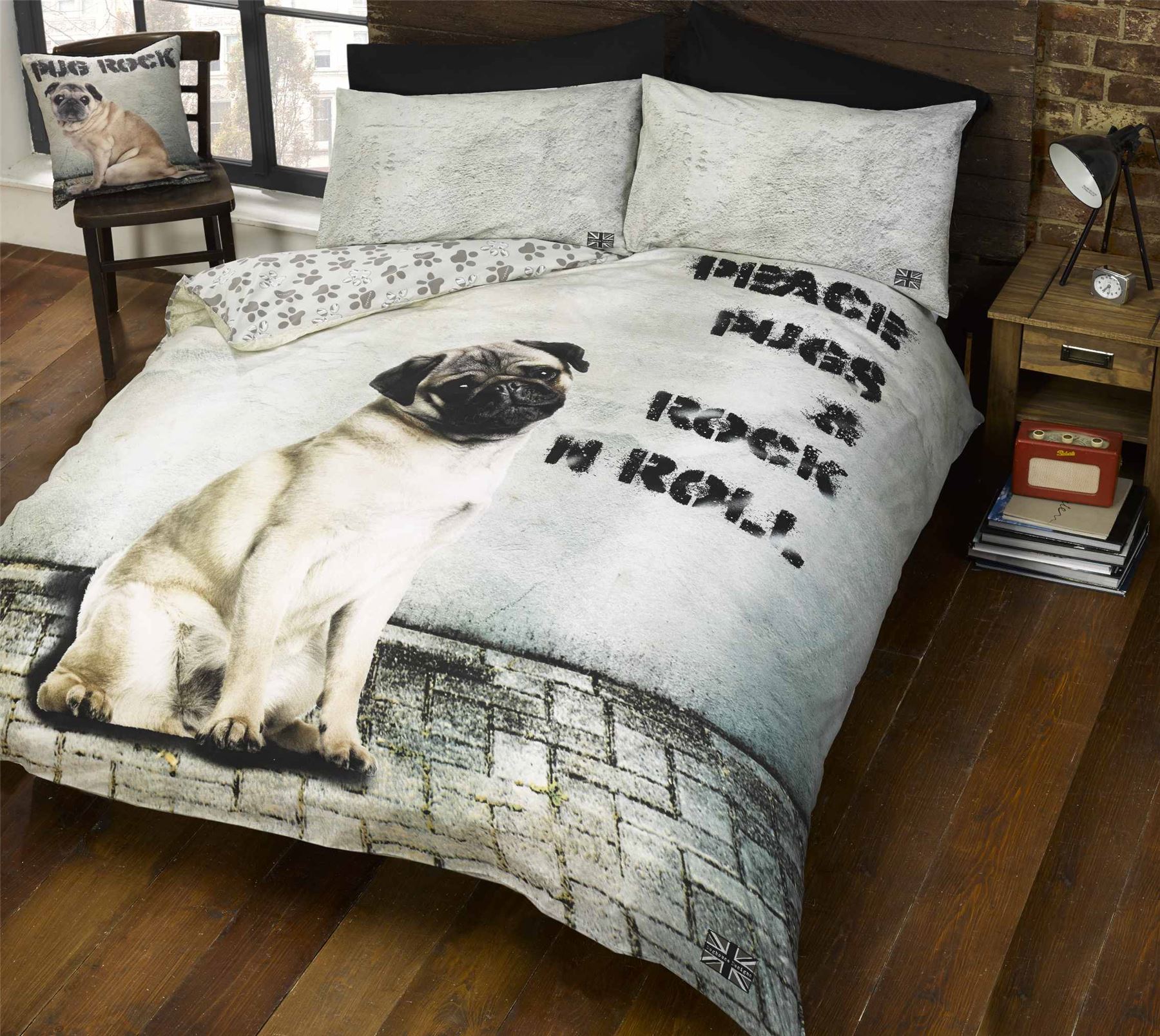 pug dog quilt duvet cover p cases bed set bedding bed linen cute dog paw print bed sheets