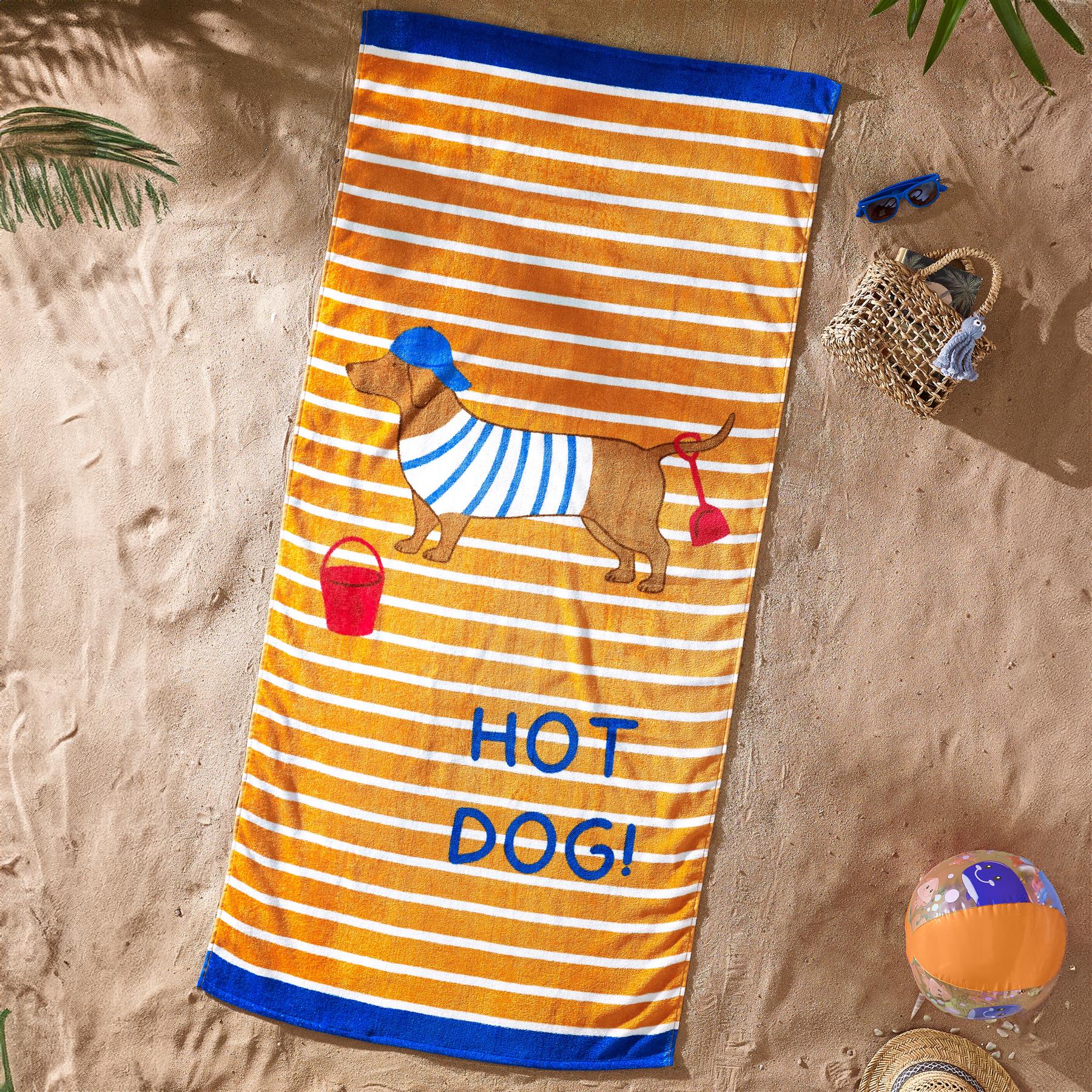 Catherine Lansfield Beach Towel Sunbed Lounger Cotton Patterned Plain - Picture 24 of 52