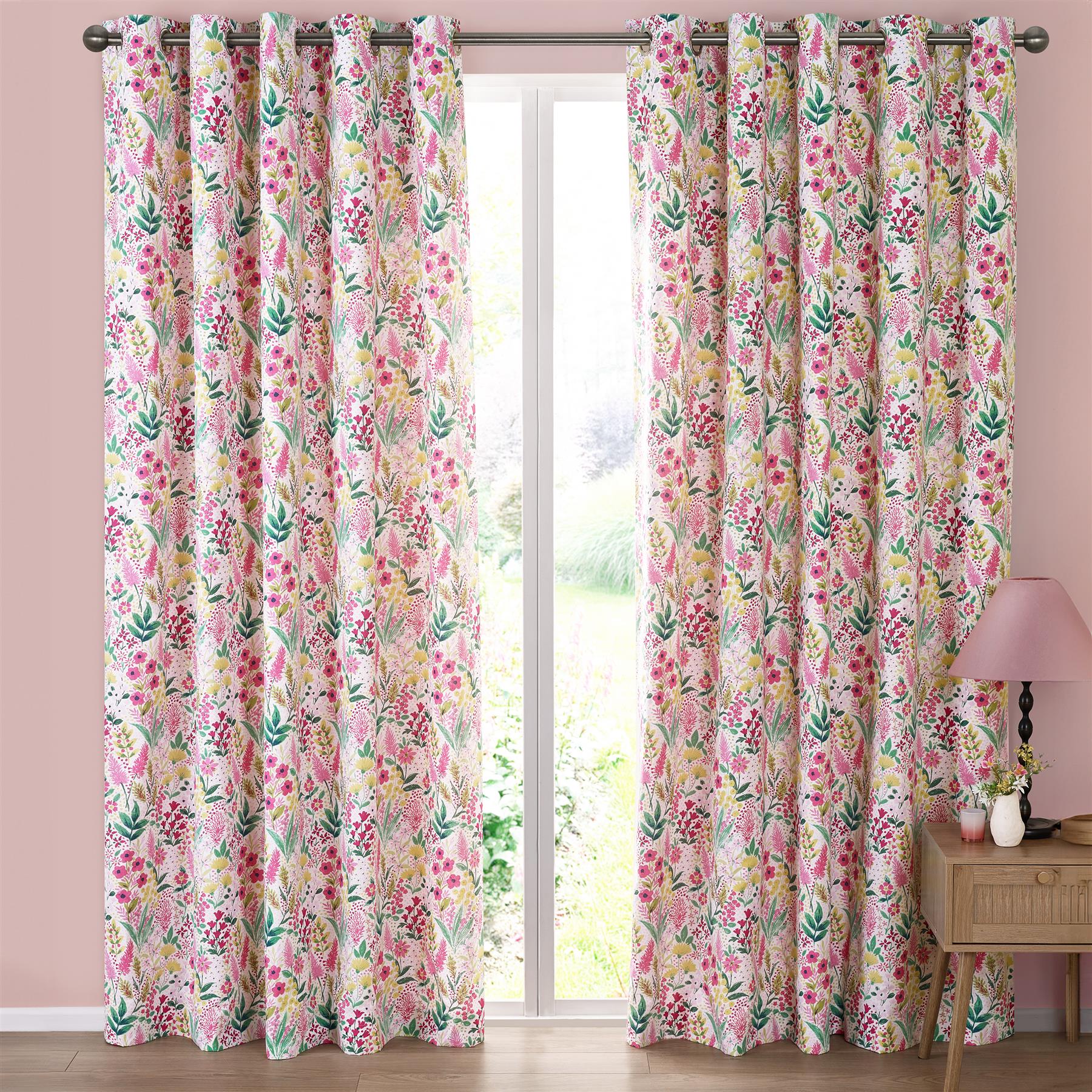 Catherine Lansfield Tilly Floral Duvet Cover Set Curtains Bedspread Reversible - Picture 35 of 44