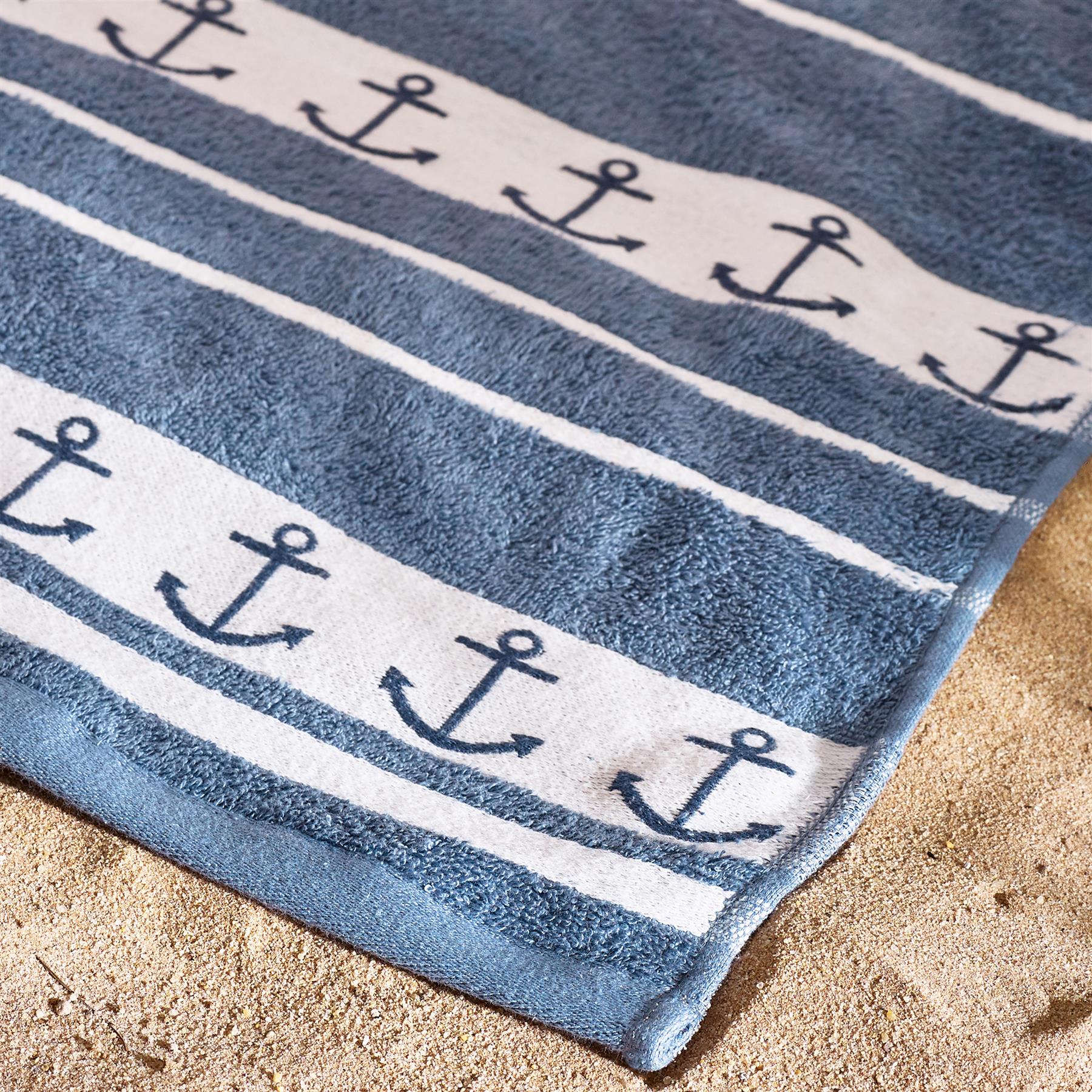 Catherine Lansfield Beach Towel Sunbed Lounger Cotton Patterned Plain - Picture 4 of 52