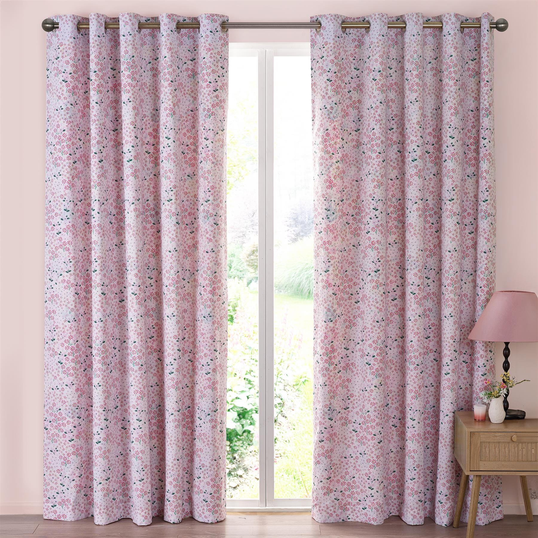 Catherine Lansfield Tilly Floral Duvet Cover Set Curtains Bedspread Reversible - Picture 36 of 44