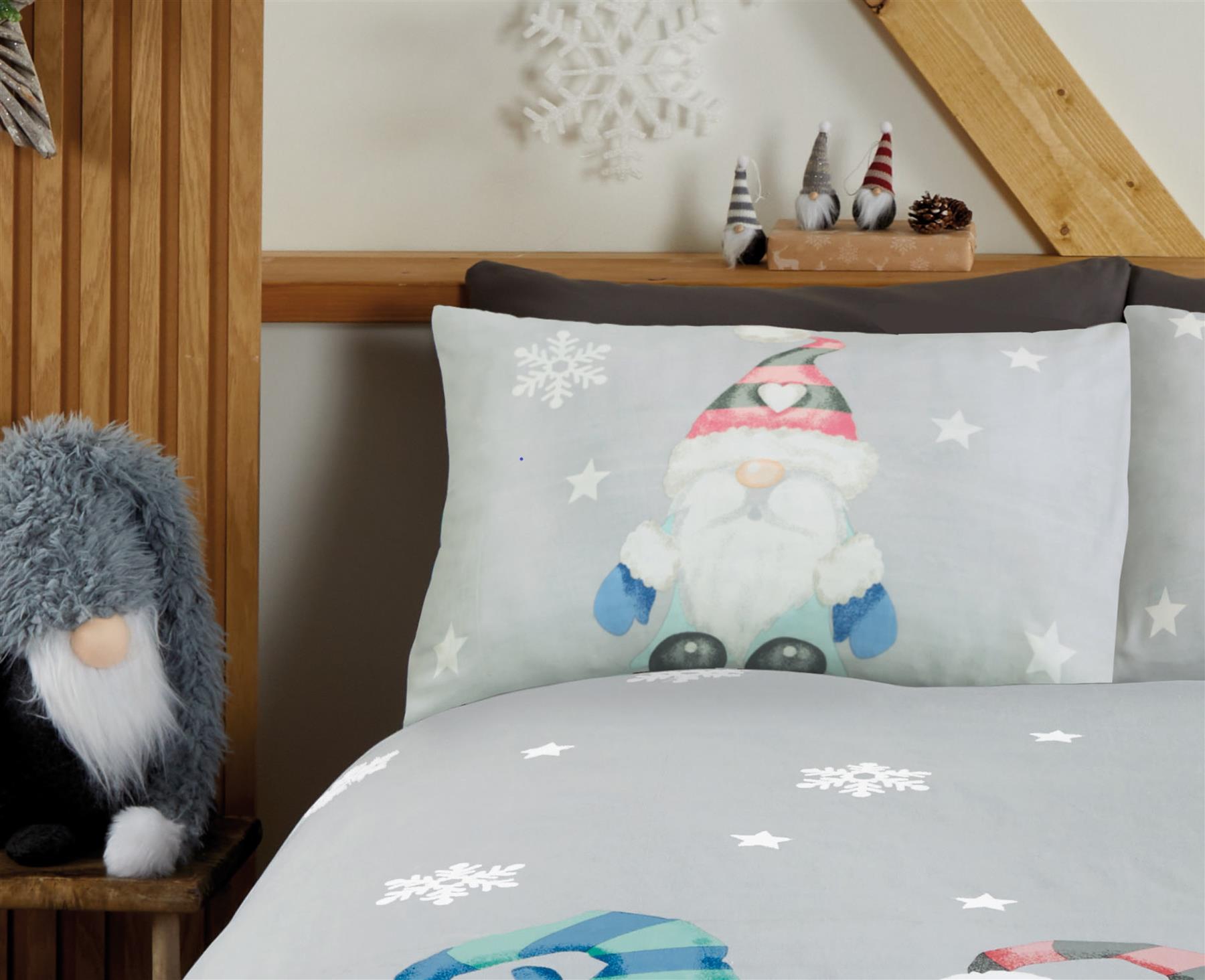 Christmas Duvet Cover Bedding Gonks Childrens Kids Reversible Xmas Bed