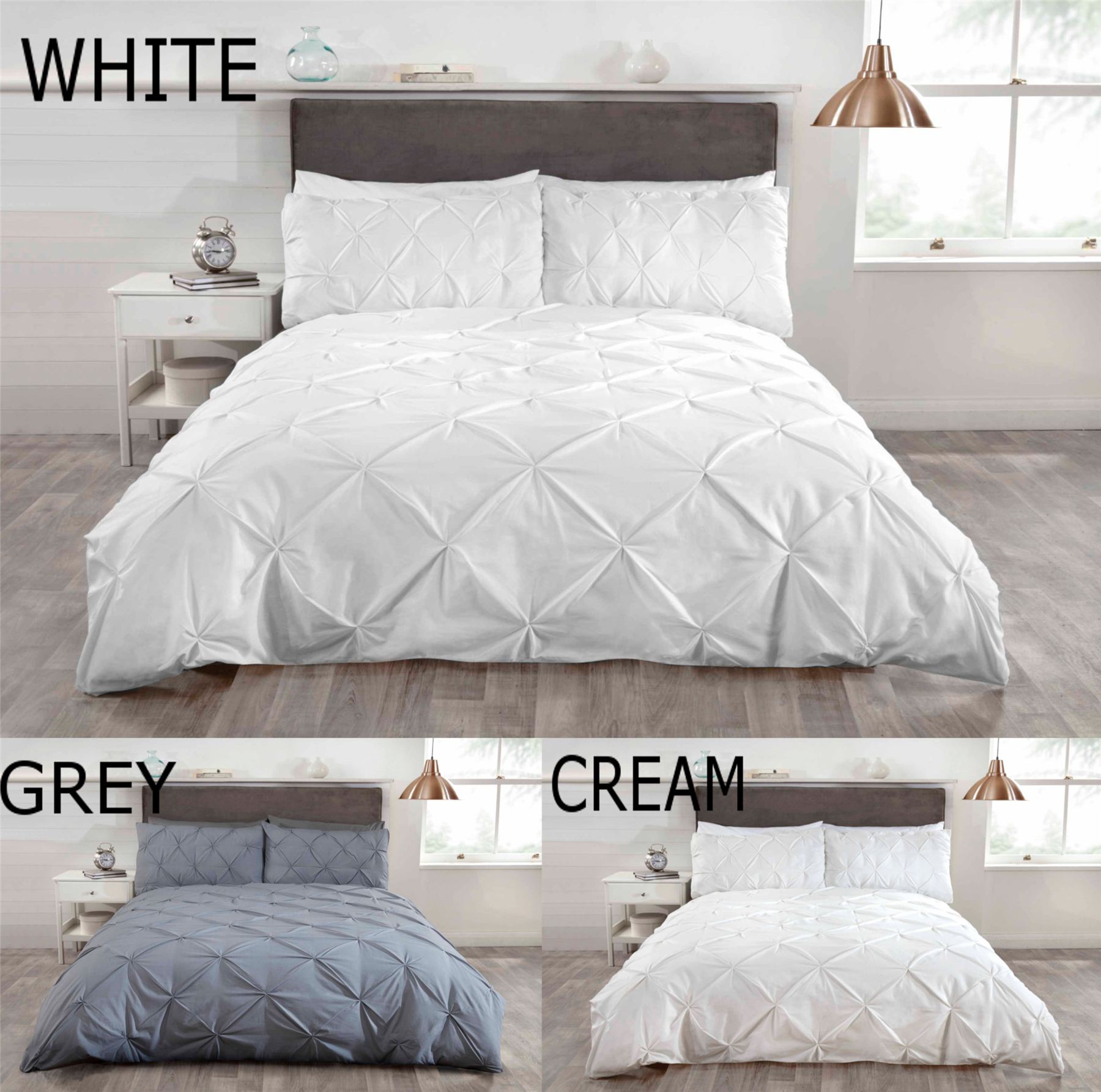 Luxury Duvet Quilt Bedding Bed Set And Pillowcases Pintuck Trim White