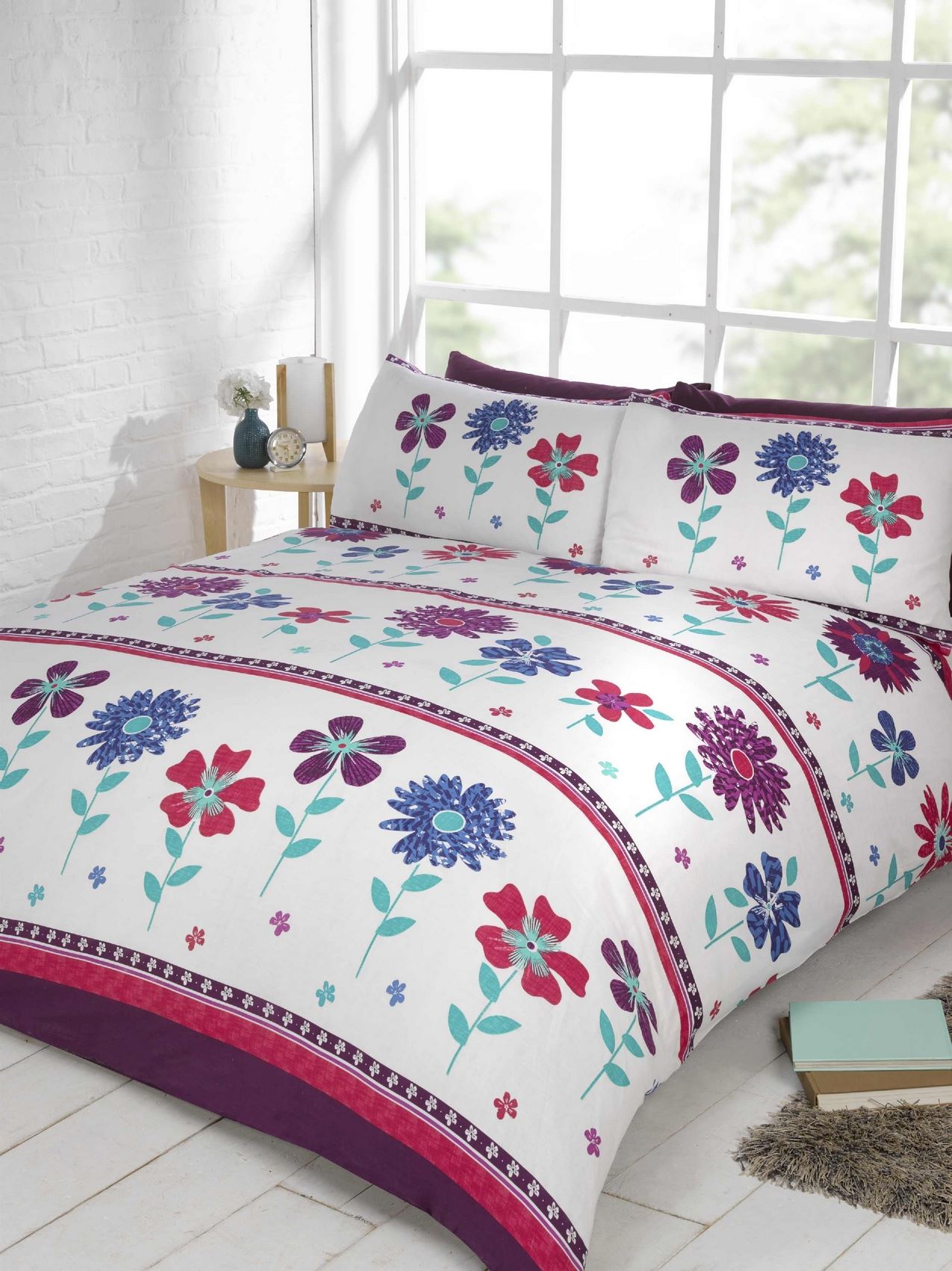 Floral Modern Quilt Duvet Cover & Pillowcase Bedding Bed Sets Flowers New
