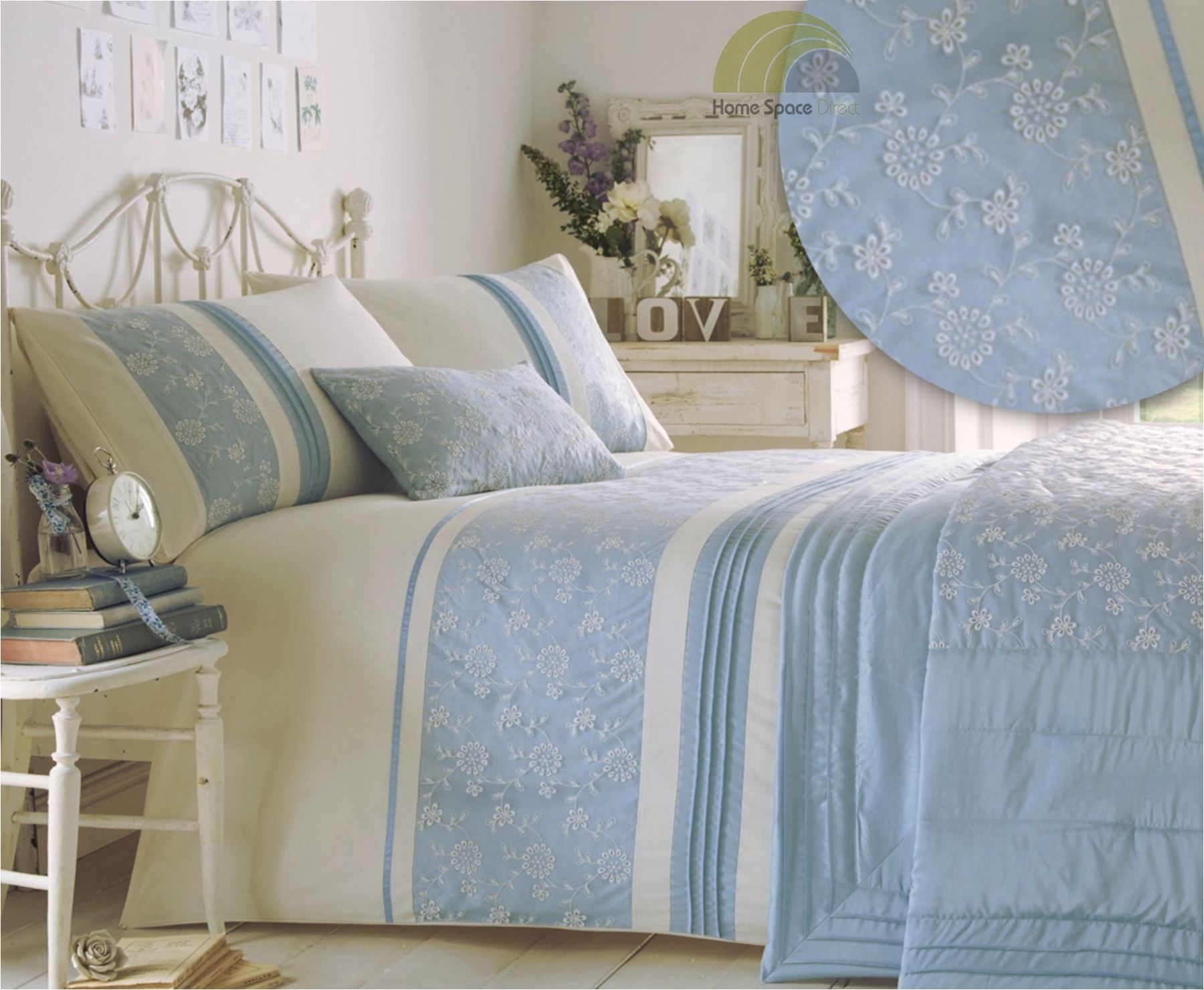 Embroidered Or Laced Quilt Duvet Cover Bedding Bed Sets Modern Cream