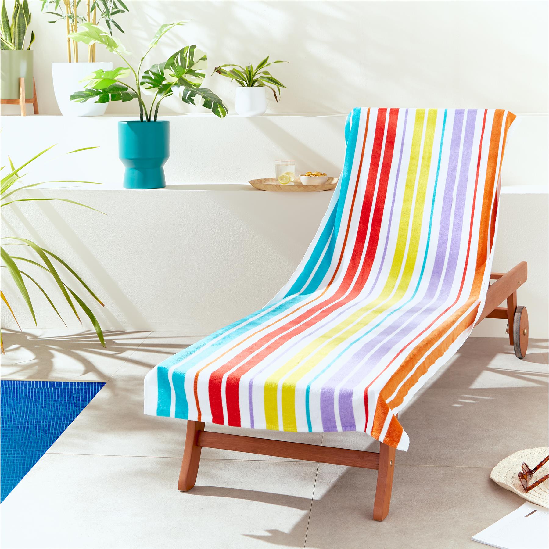 Catherine Lansfield Beach Lounger Towel Sunbed Cotton Patterned Bold 76x200cm - Picture 16 of 25