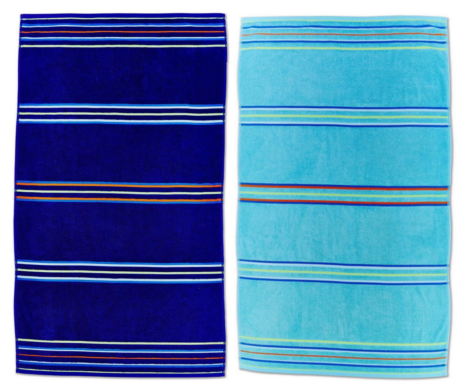 Catherine Lansfield Beach Towel Sunbed Lounger Striped Rainbow Plain Cotton x2 - Picture 10 of 16