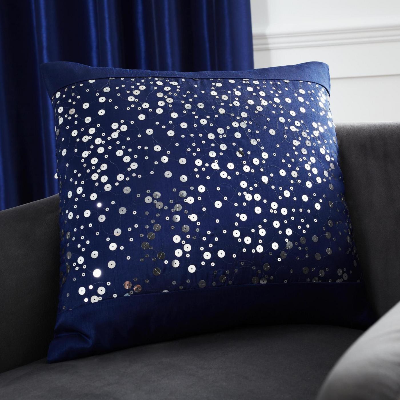 Catherine Lansfield Glitzy Eyelet Curtain Pair Fully Lined Or Cushion Cover New - Picture 15 of 16