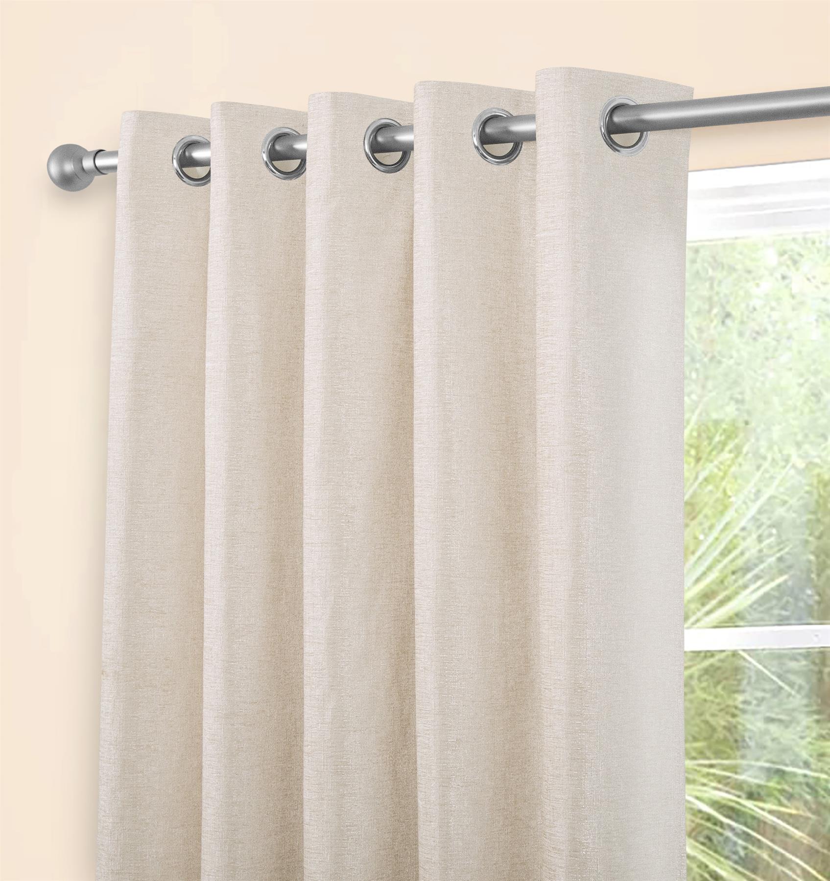 Thermally Lined Door Curtains Eyelet Ring Top Curtain Ready Made Chenille - Picture 17 of 31