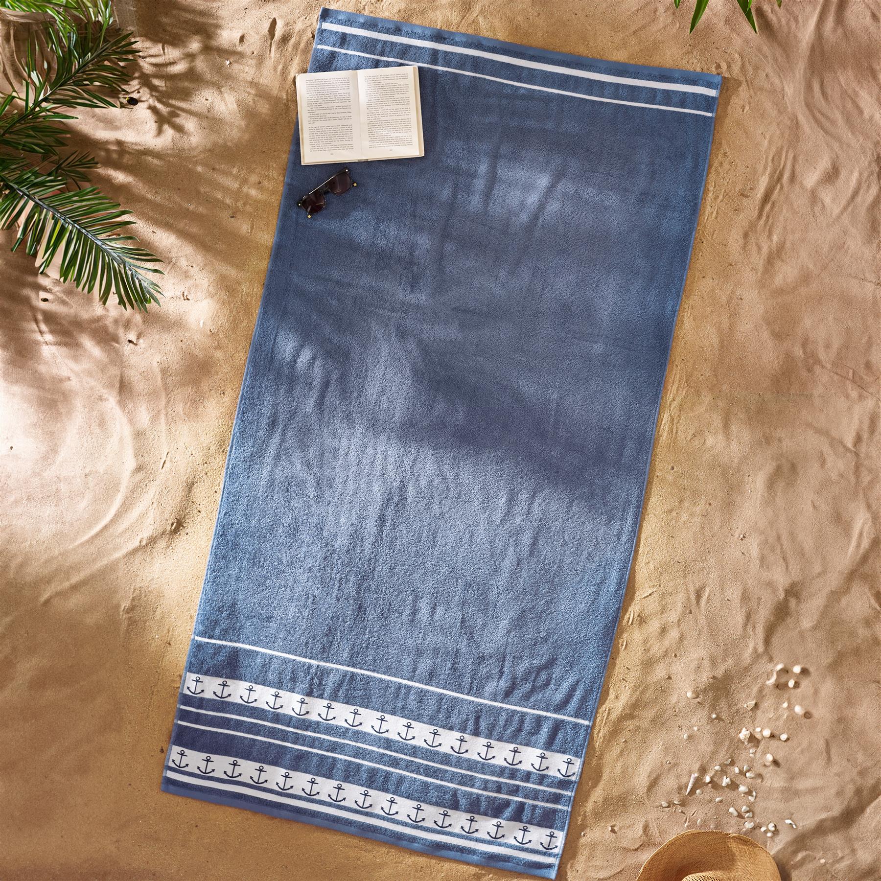 Catherine Lansfield Beach Towel Sunbed Lounger Cotton Patterned Plain - Picture 3 of 52