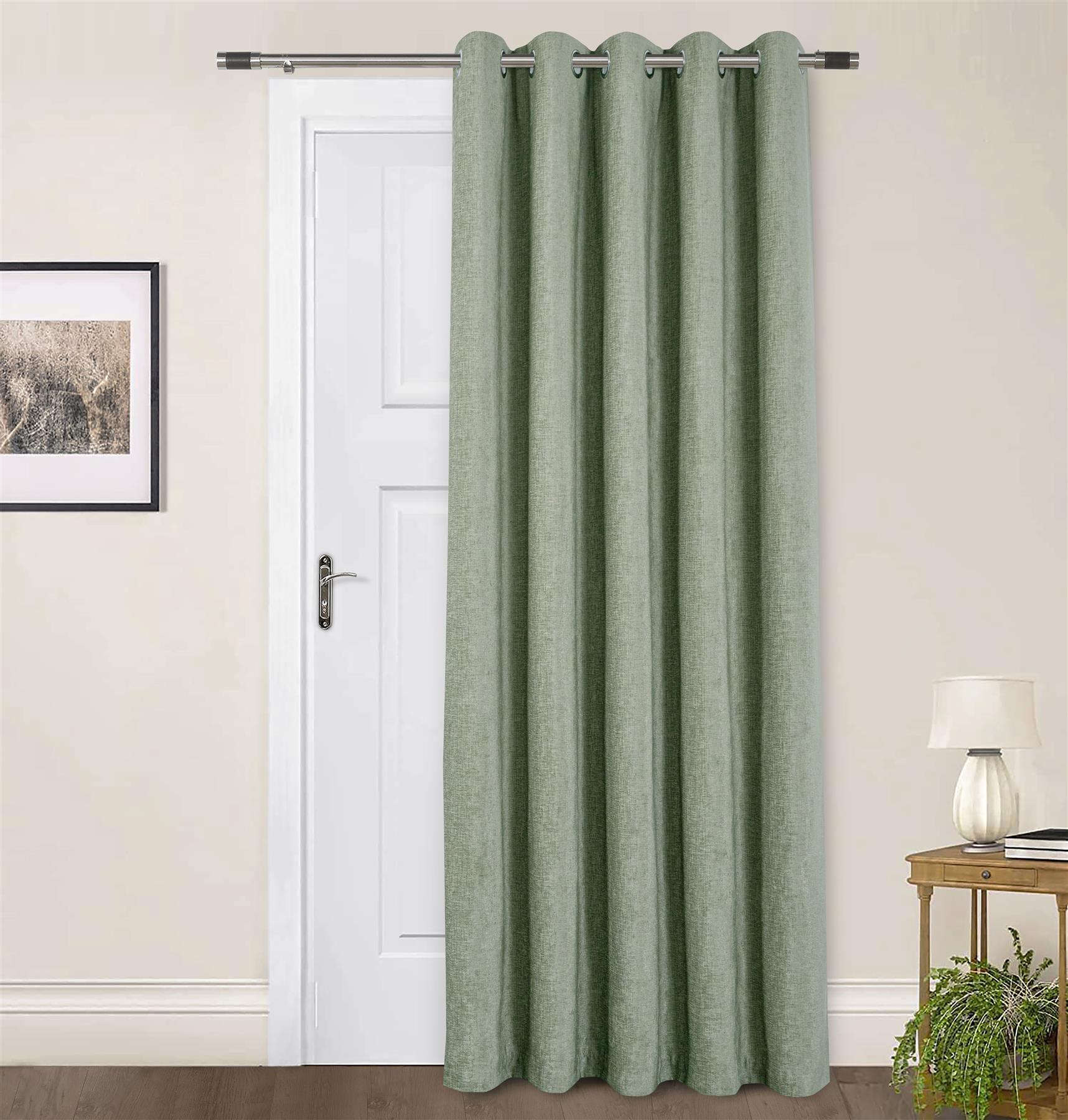 Thermally Lined Door Curtains Eyelet Ring Top Curtain Ready Made Chenille - Picture 20 of 31