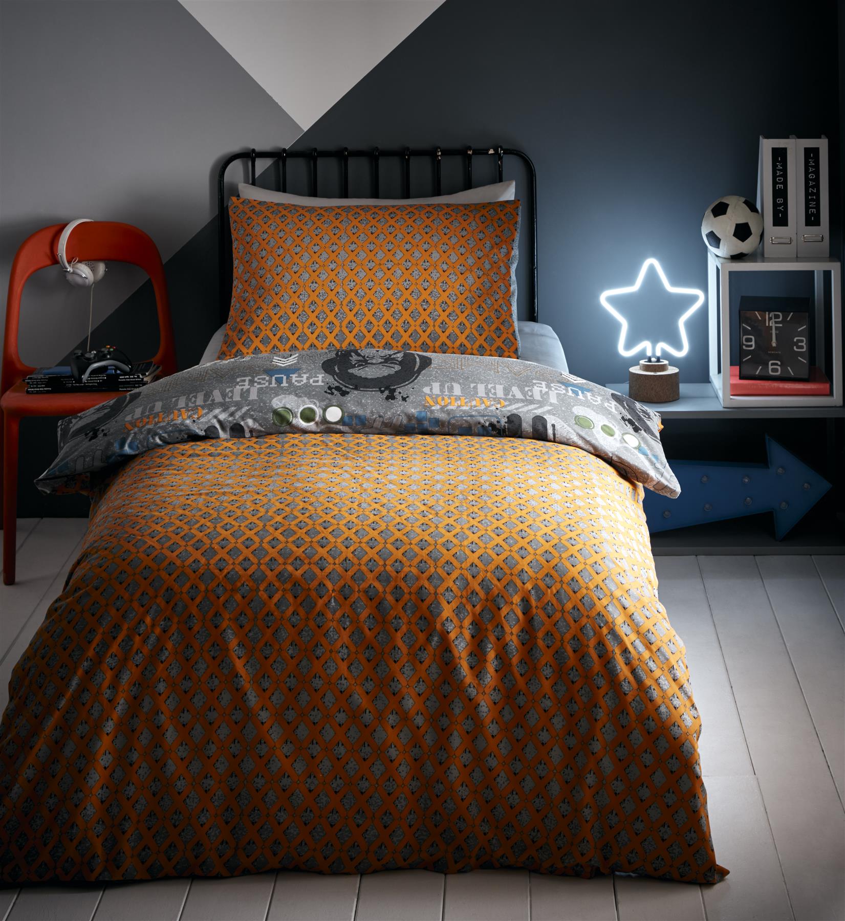 Duvet Cover Set Gaming Quilt Bedding Reversible Kids Bedlinen Glow in