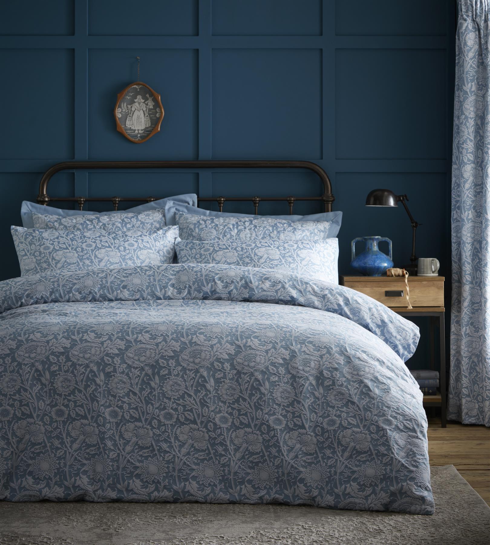 Cornflower Jacquard Duvet Cover Set Bedding, Throwover Bedspread or