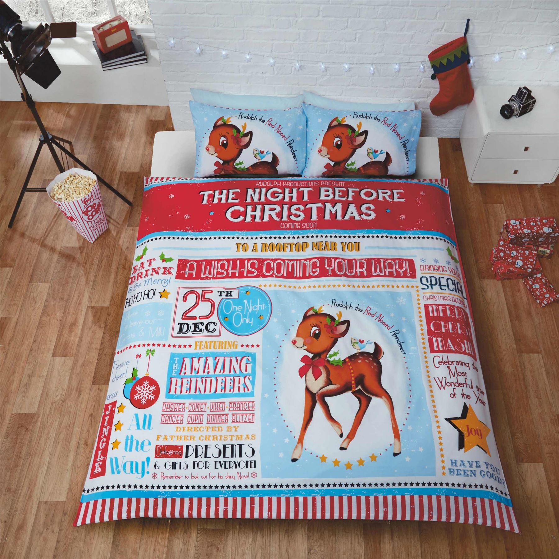 Christmas Kids Quilt Duvet Cover Bedding Bed Sets 5 Sizes Festive Santa