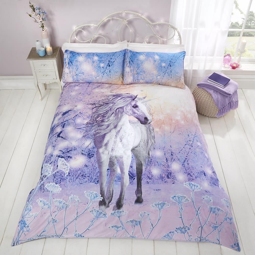 Unicorn Duvet Cover Kids Bedding Bed Set Quilt Cover Purple Magical New eBay