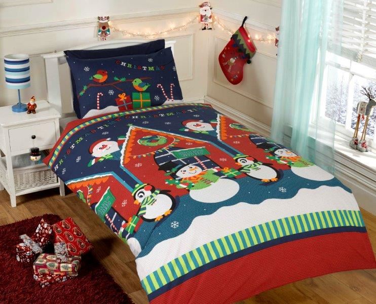 Christmas Kids Quilt Duvet Cover Bedding Bed Sets 5 Sizes Festive Santa