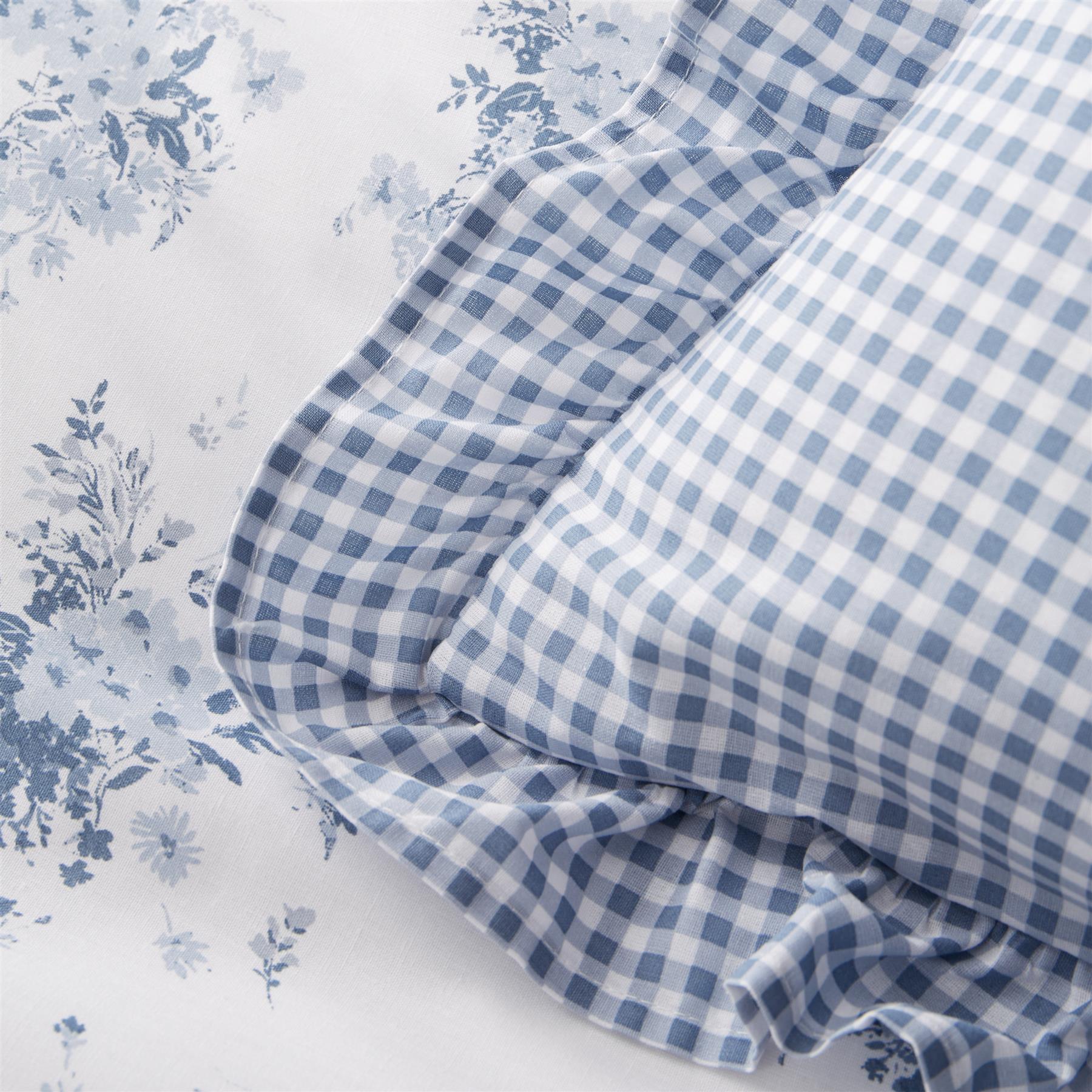 Catherine Lansfield Lucie Floral Frill Duvet Cover Set Accessories Bedding Blue - Picture 29 of 42