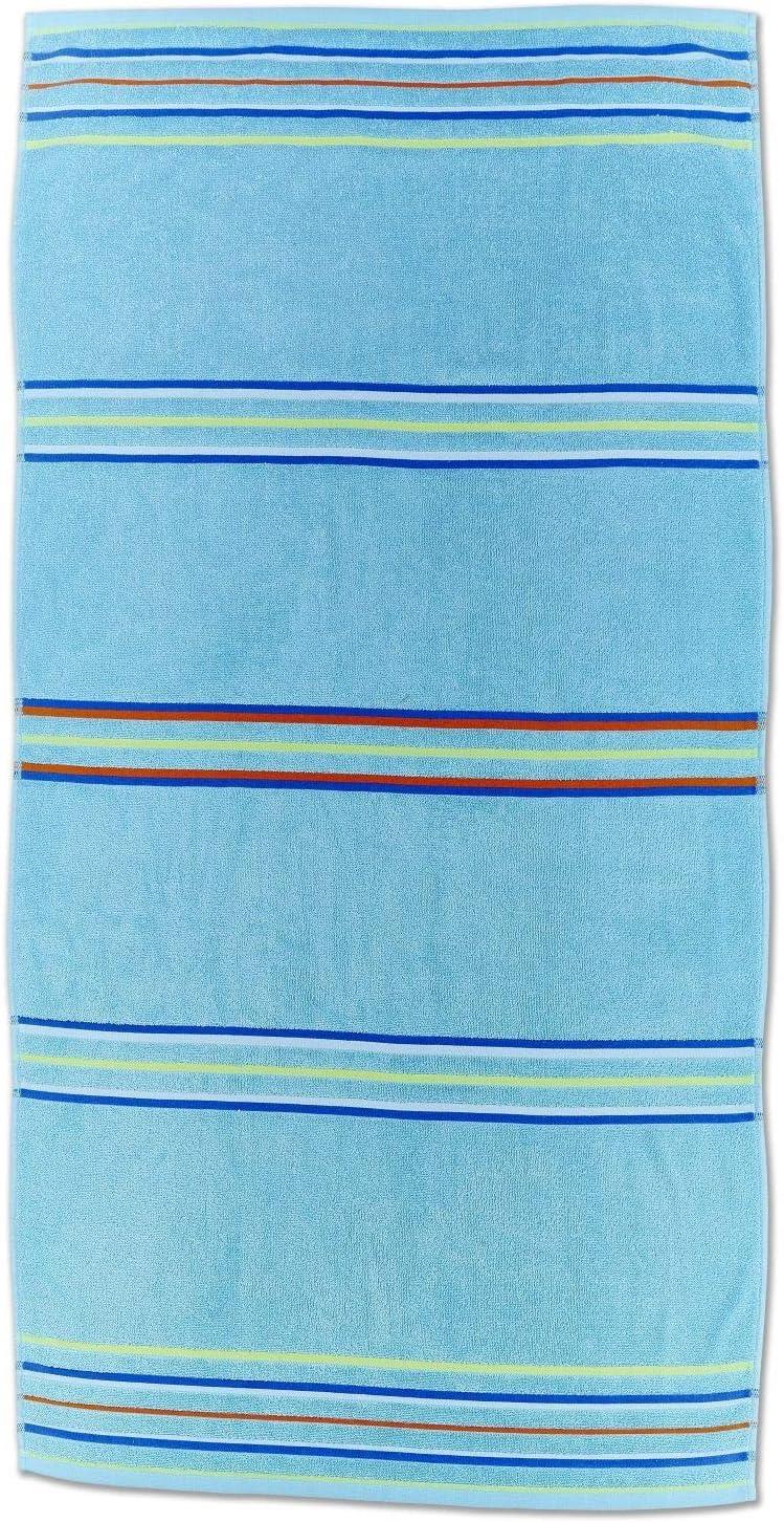 Catherine Lansfield Beach Towel Sunbed Lounger Striped Rainbow Plain Cotton x2 - Picture 9 of 16