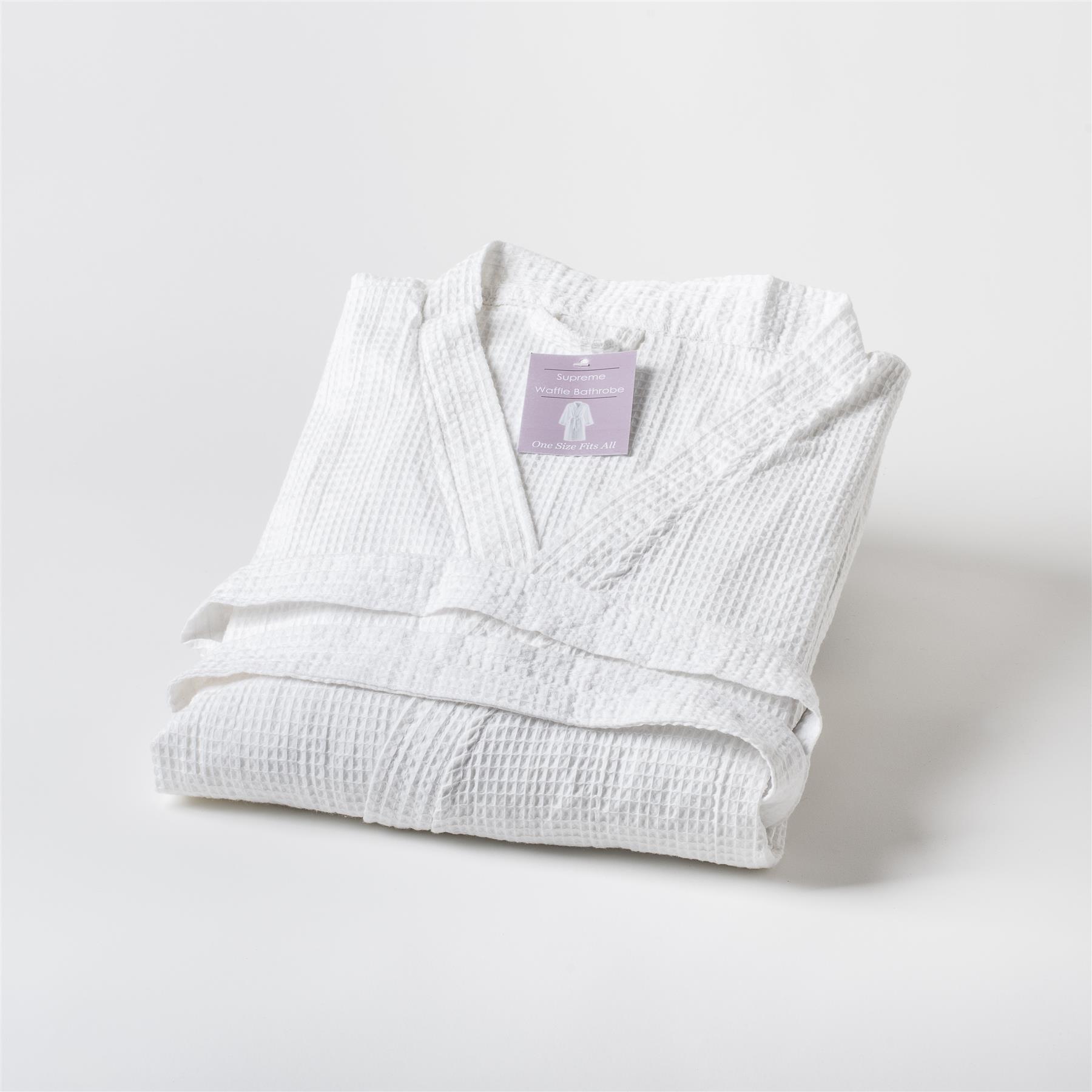Luxury Bathrobe Unisex Cotton Waffle Terry Men's Women's Unisex Dressing Gown - Picture 16 of 16