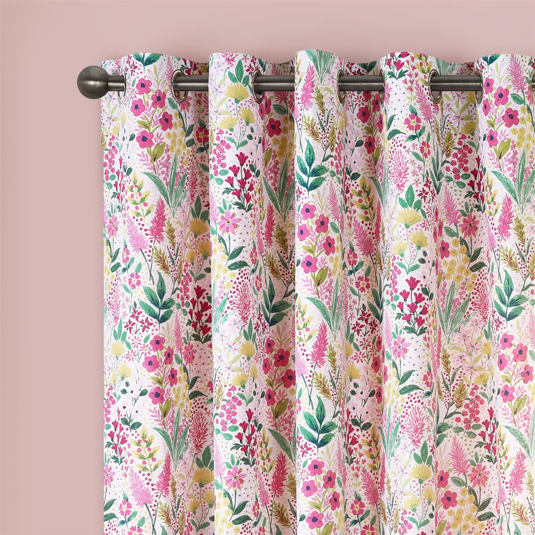 Catherine Lansfield Tilly Floral Duvet Cover Set Curtains Bedspread Reversible - Picture 37 of 44