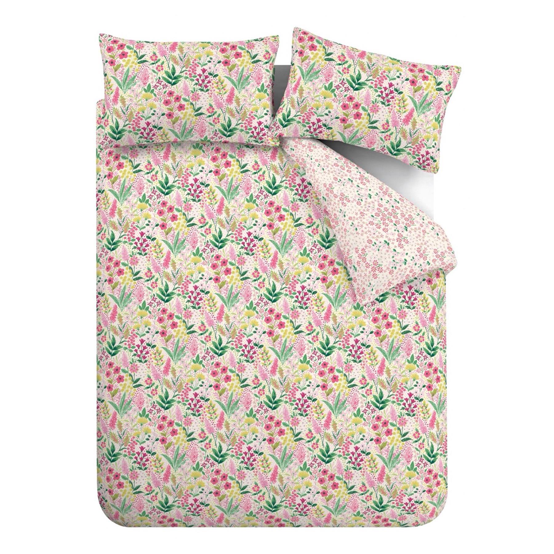 Catherine Lansfield Tilly Floral Duvet Cover Set Curtains Bedspread Reversible - Picture 33 of 44