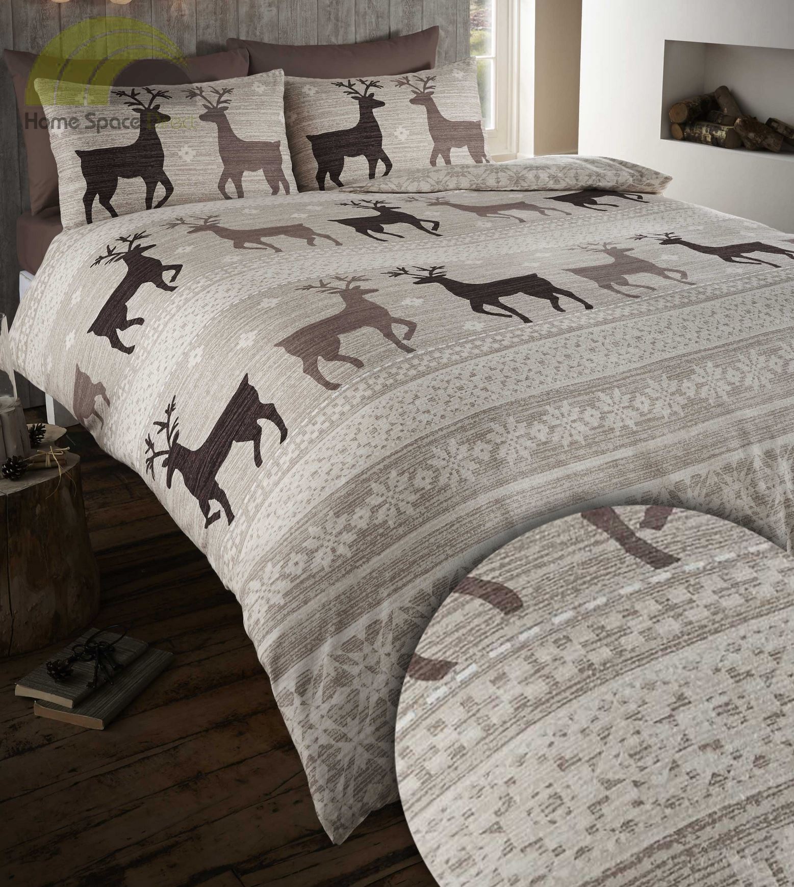 100 Brushed Cotton Flannelette Quilt Duvet Cover Bedding Bed Set Stag