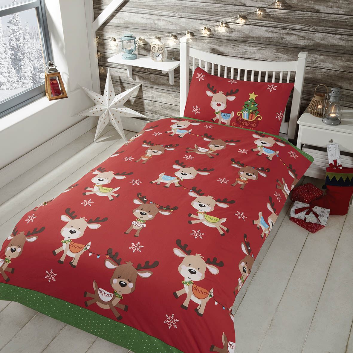 Christmas Bedding Xmas Duvet Cover Set for Children Quilt Cover Santa Rudolph - Picture 10 of 11