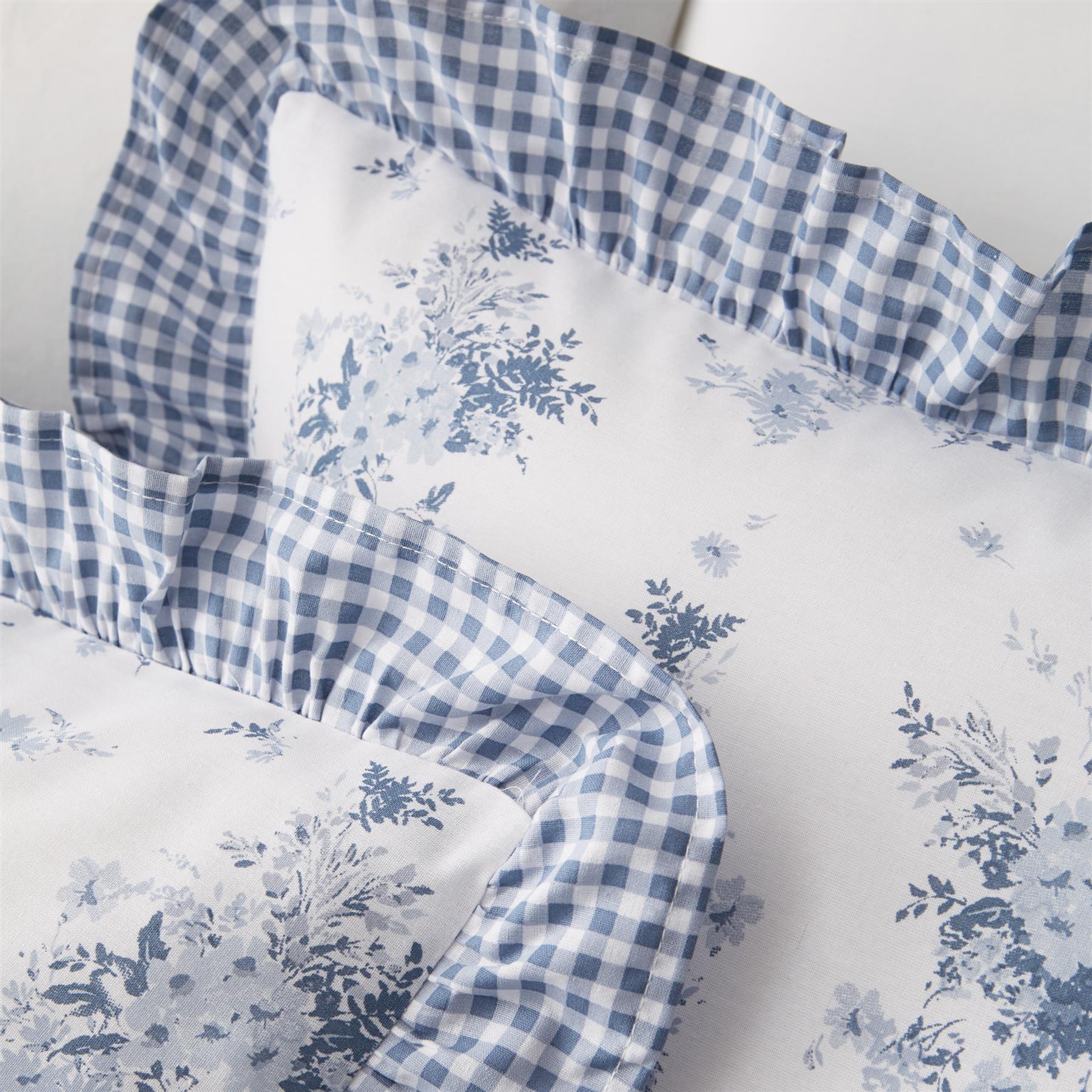 Catherine Lansfield Lucie Floral Frill Duvet Cover Set Accessories Bedding Blue - Picture 14 of 42