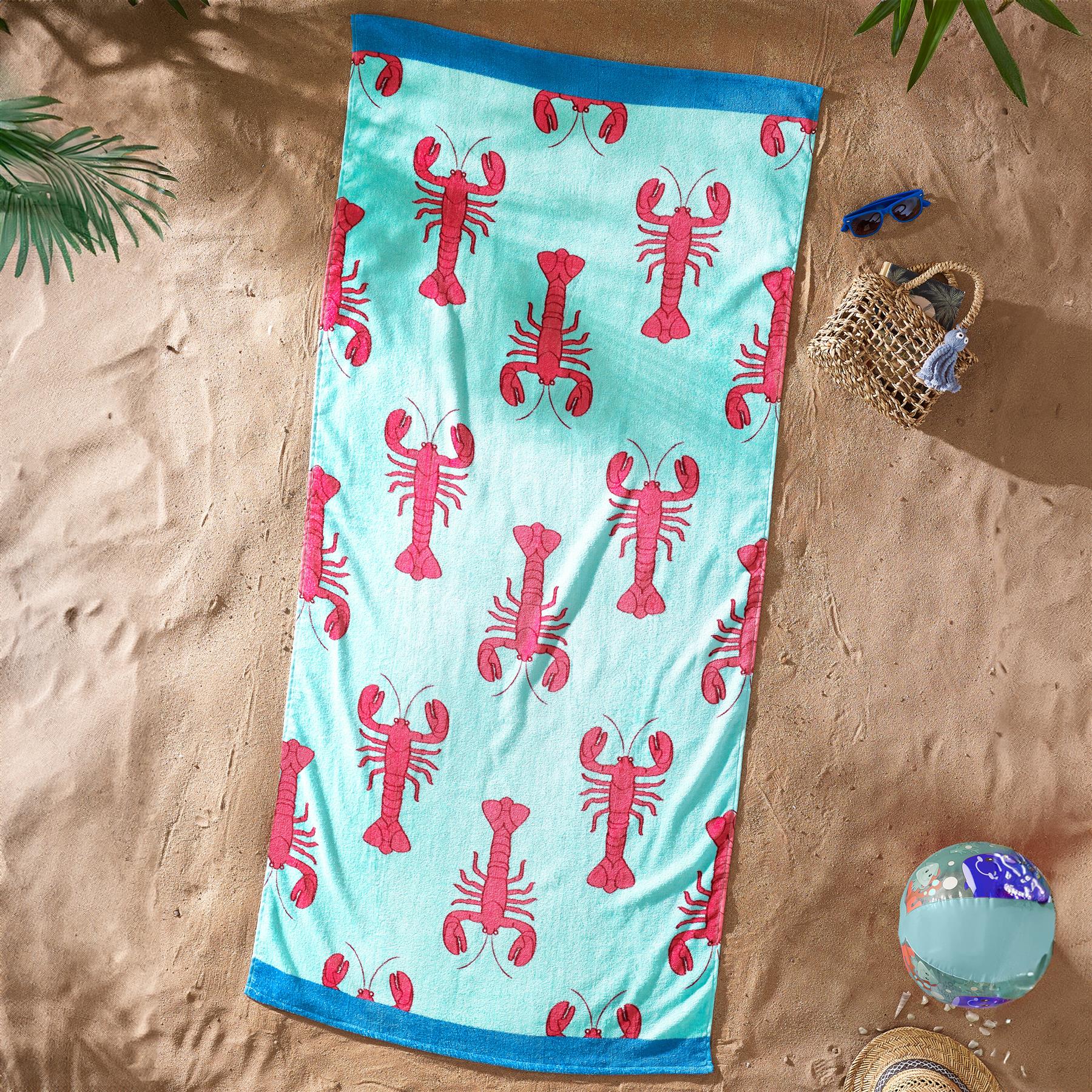 Catherine Lansfield Beach Towel Sunbed Lounger Cotton Patterned Plain - Picture 28 of 52