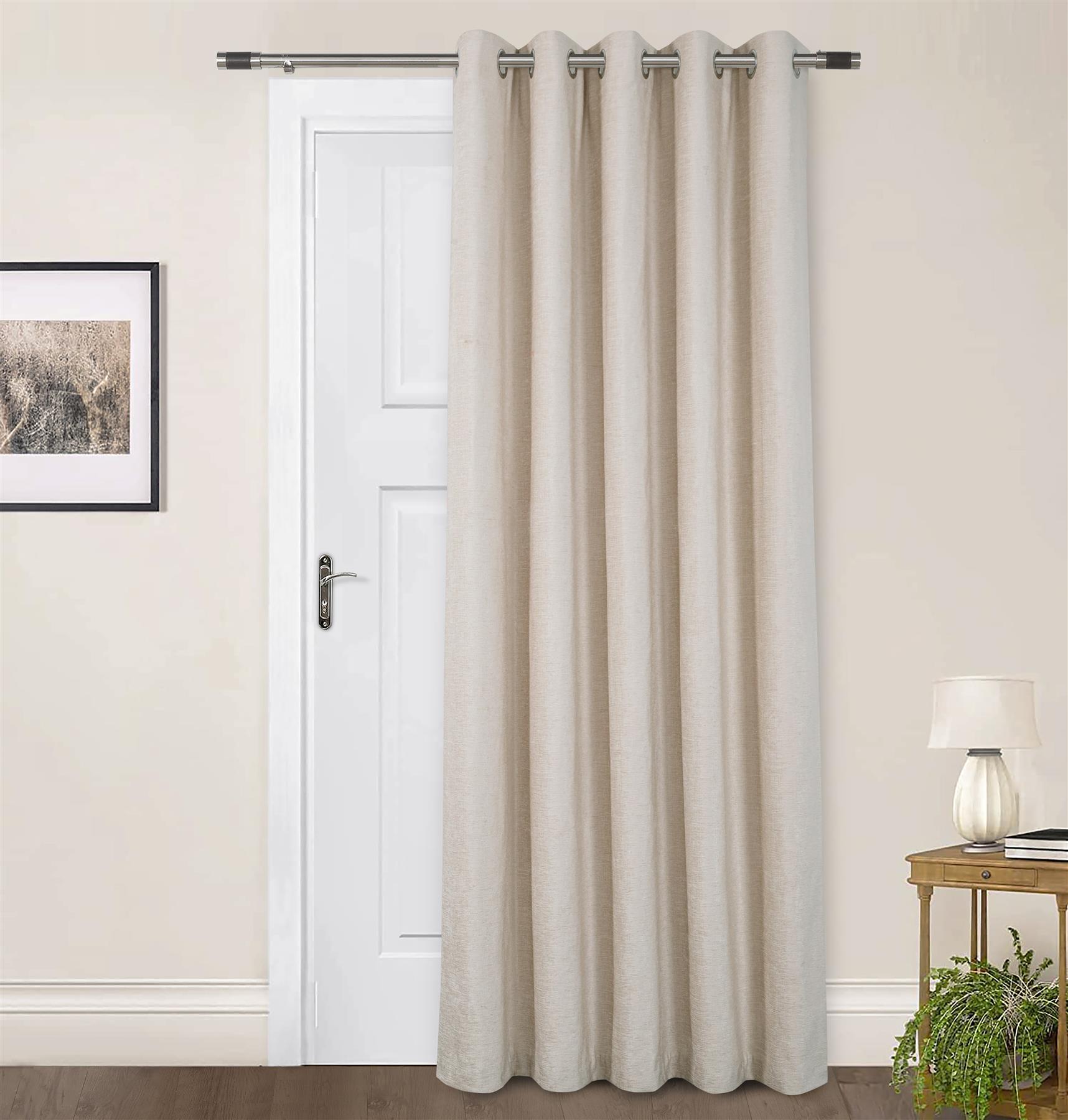 Thermally Lined Door Curtains Eyelet Ring Top Curtain Ready Made Chenille - Picture 16 of 31