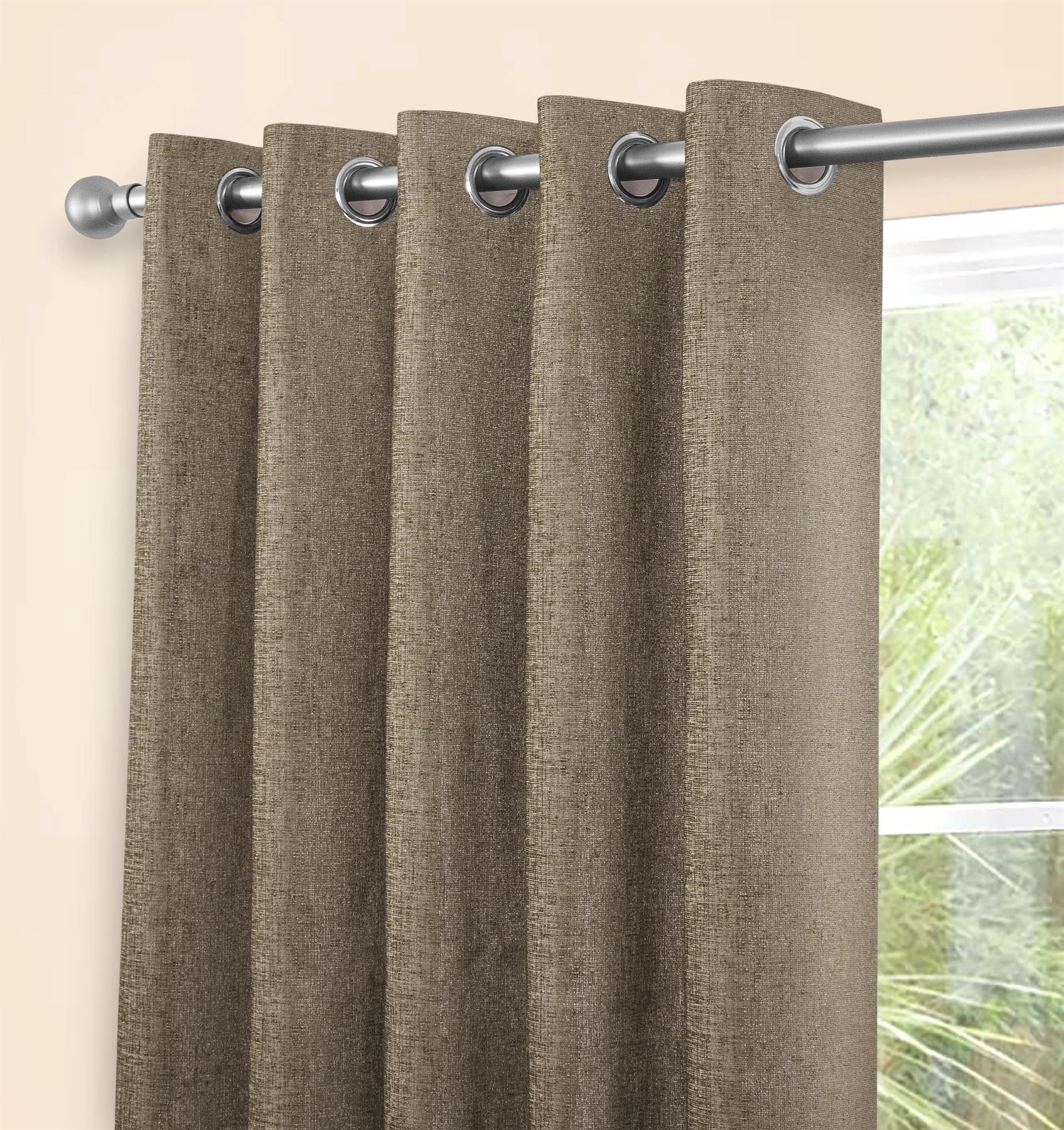Thermally Lined Door Curtains Eyelet Ring Top Curtain Ready Made Chenille - Picture 13 of 31