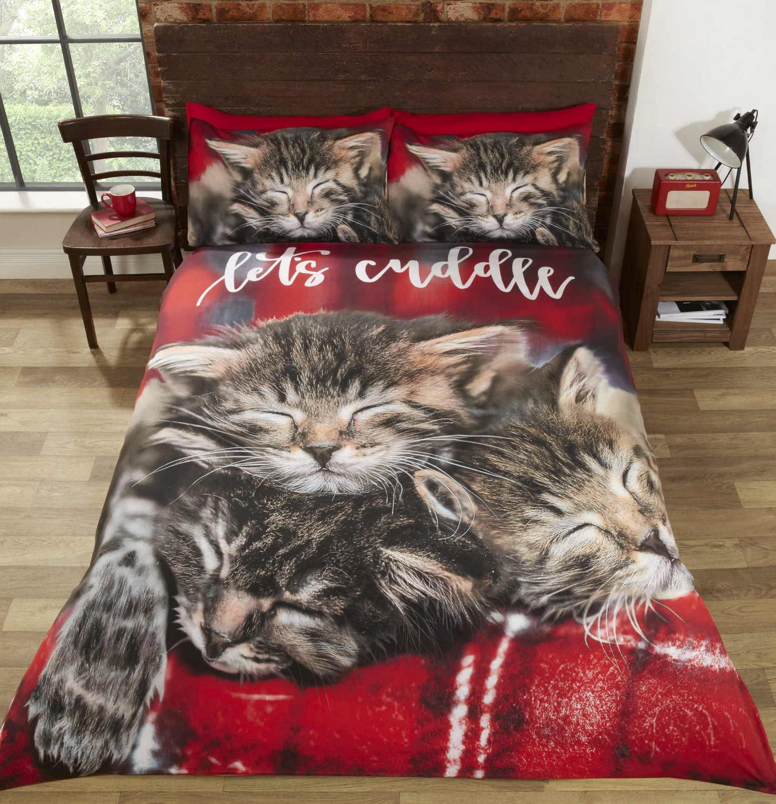 Cuddle Cats Duvet Cover Bedding Bed Set Modern Cute Kitten Animal