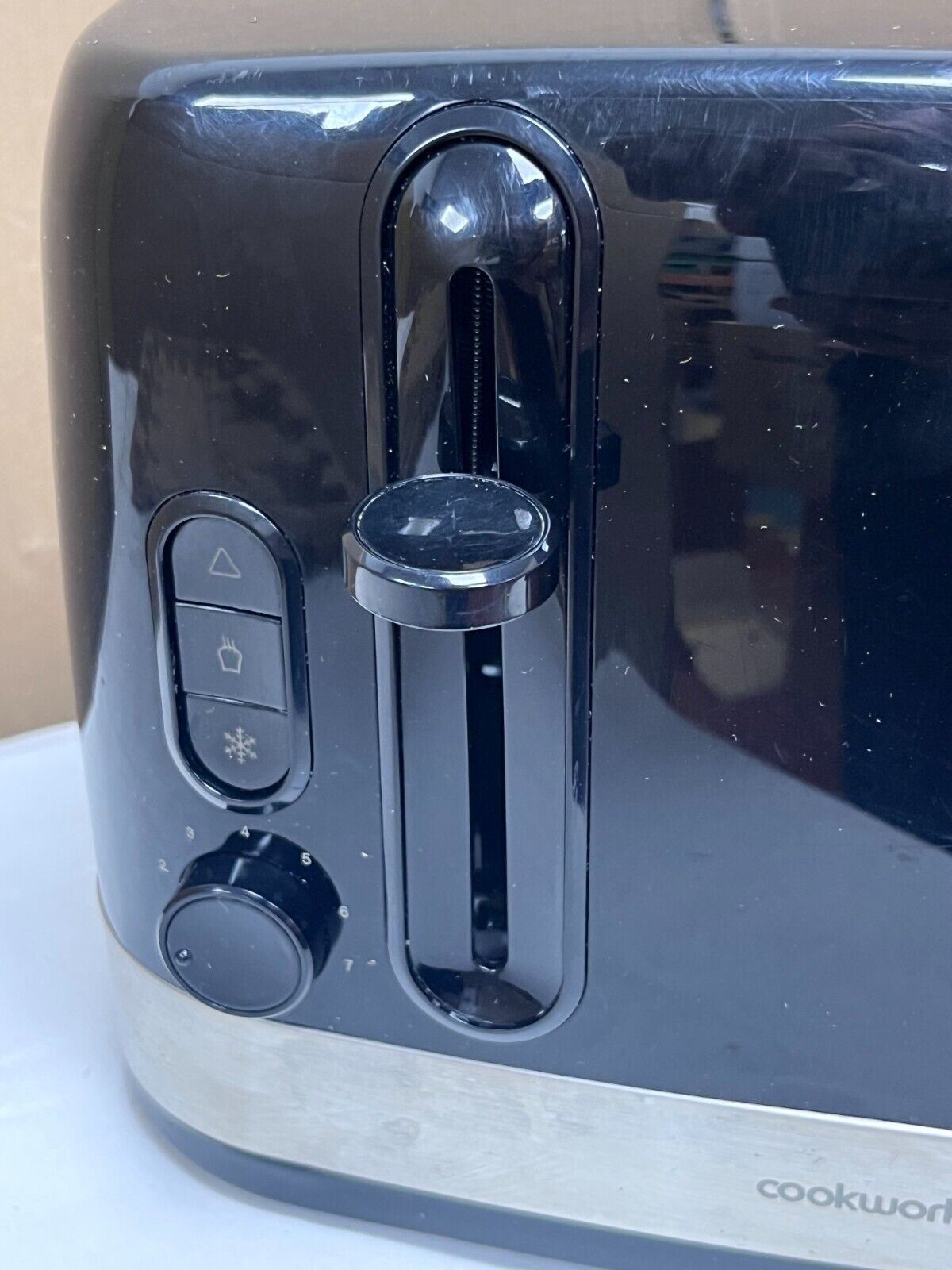 Cookworks Illuminated 4 Slice Toaster Defrost Extra Wide Slots Bagel