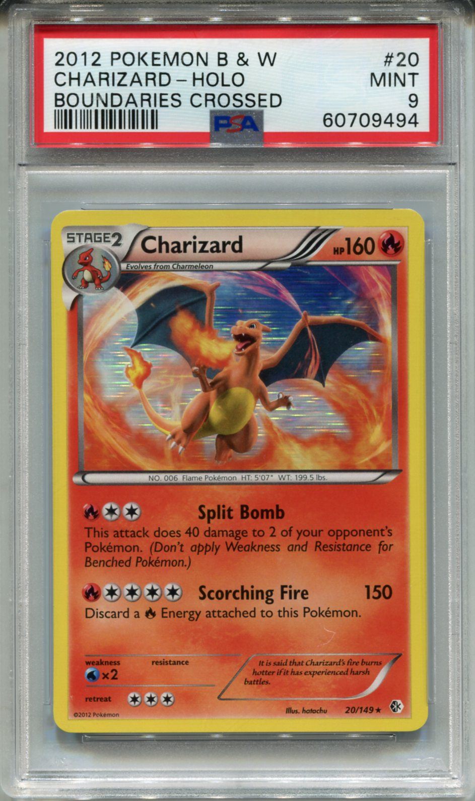 Pokemon Black & White Boundaries Crossed Holo #20 Charizard PSA 9