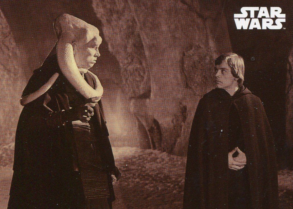 Star Wars RotJ Black /& White Blue Base Card #120 Searching for Skywalker