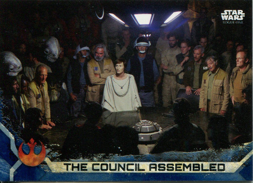 Star Wars Rogue One Series 2 Black Base Card #10 Meeting the Rebel Council