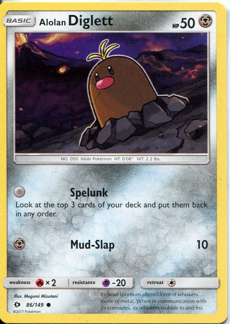Alolan Diglett Pokemon Sun /& Moon TCG Card 086//149