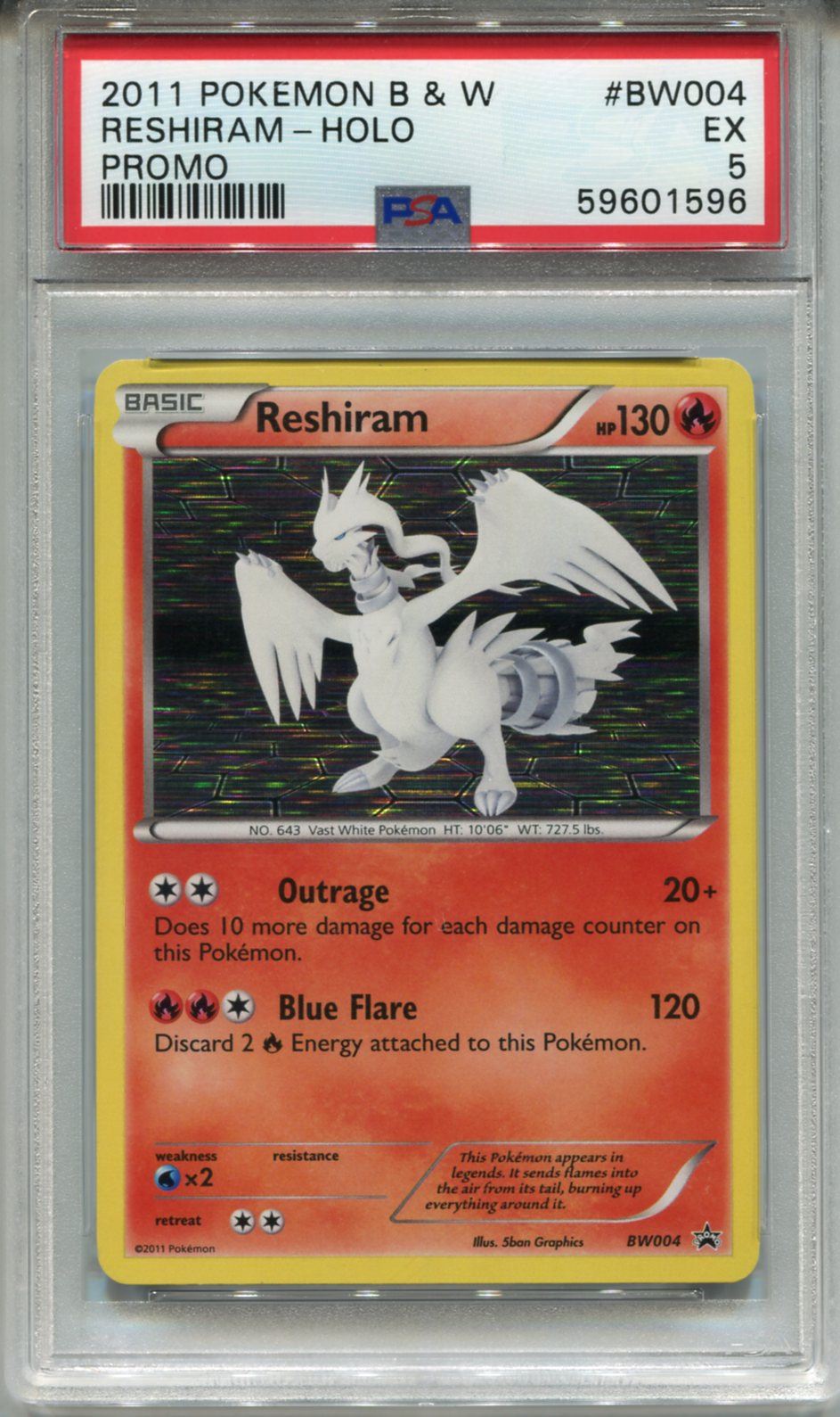 Pokemon Black & White Black Star Promo BW004 Reshiram Holo