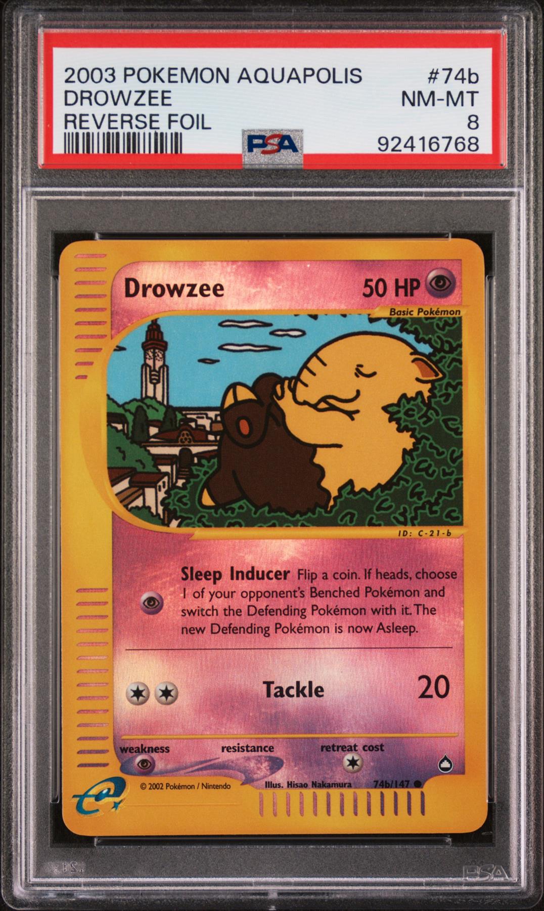 Pokemon WotC Aquapolis Reverse Holo Card #74b Drowzee PSA 8 | eBay