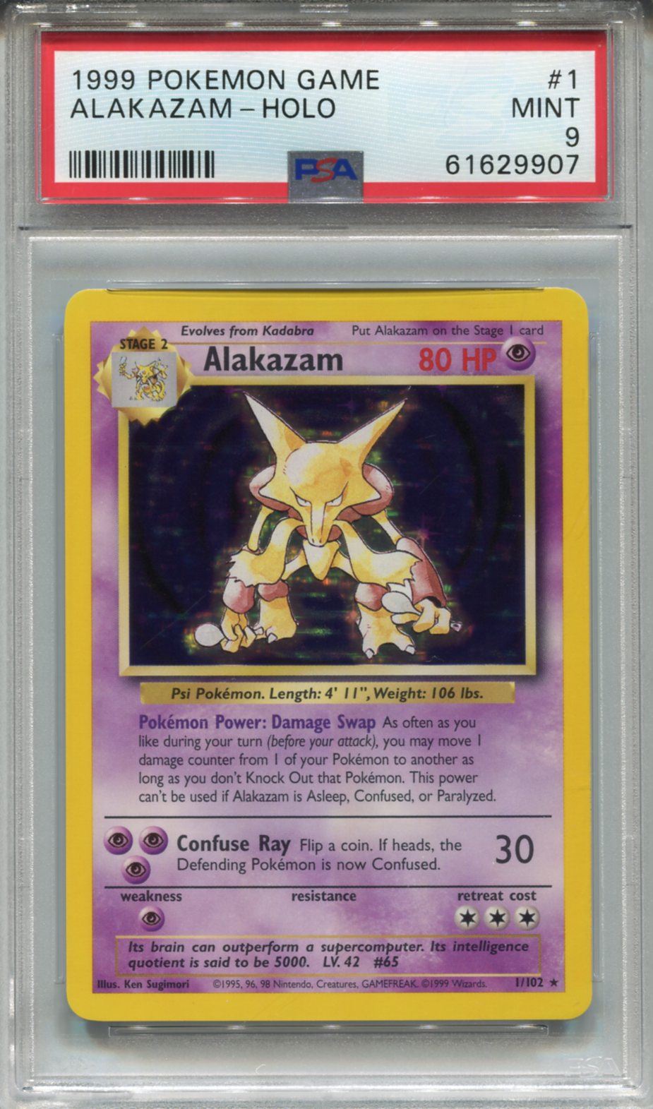 Pokemon [Wizards Of The Coast] Base Set Card #1 Alakazam Holo PSA