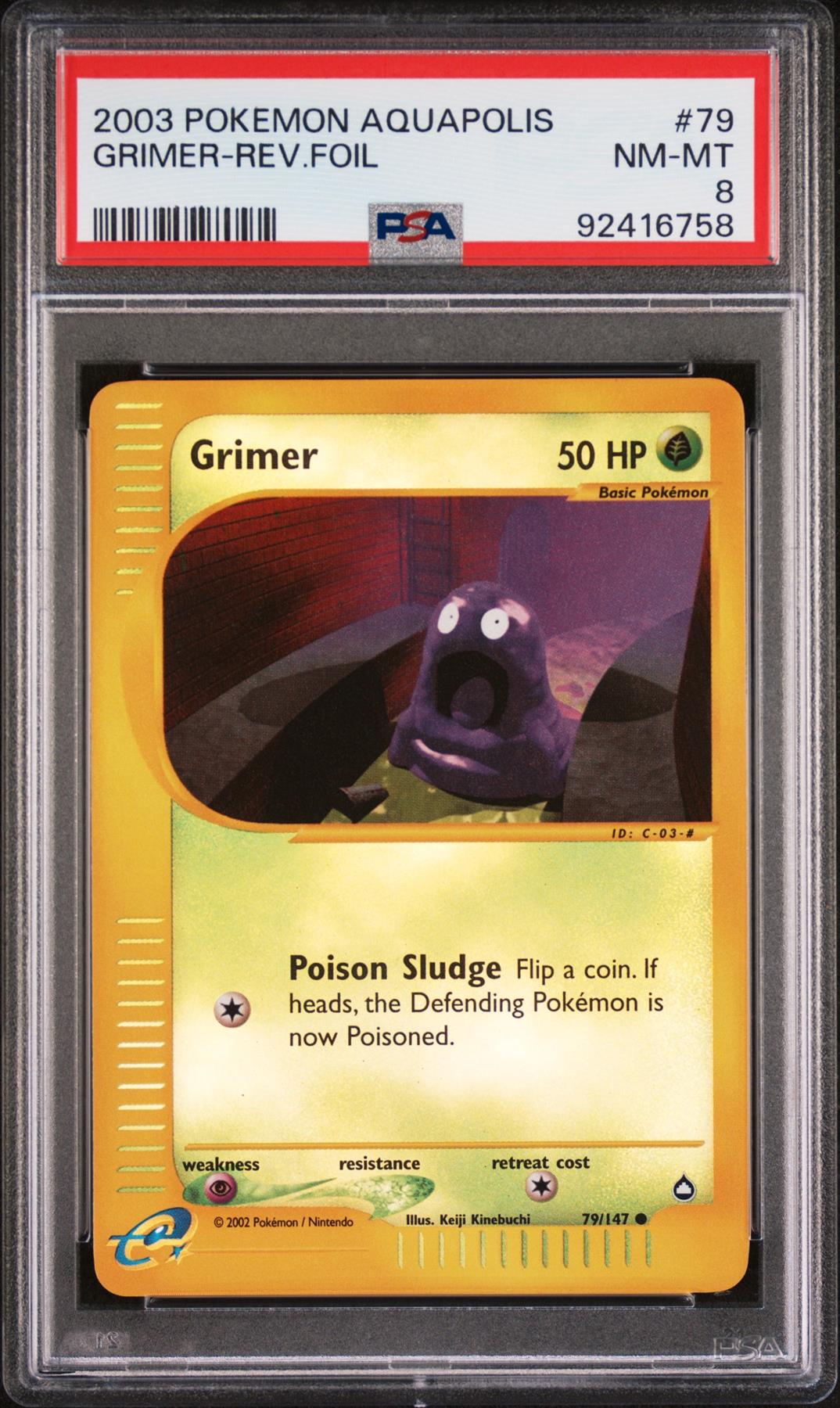 Pokemon WotC Aquapolis Reverse Holo Card #79 Grimer PSA 8 | eBay
