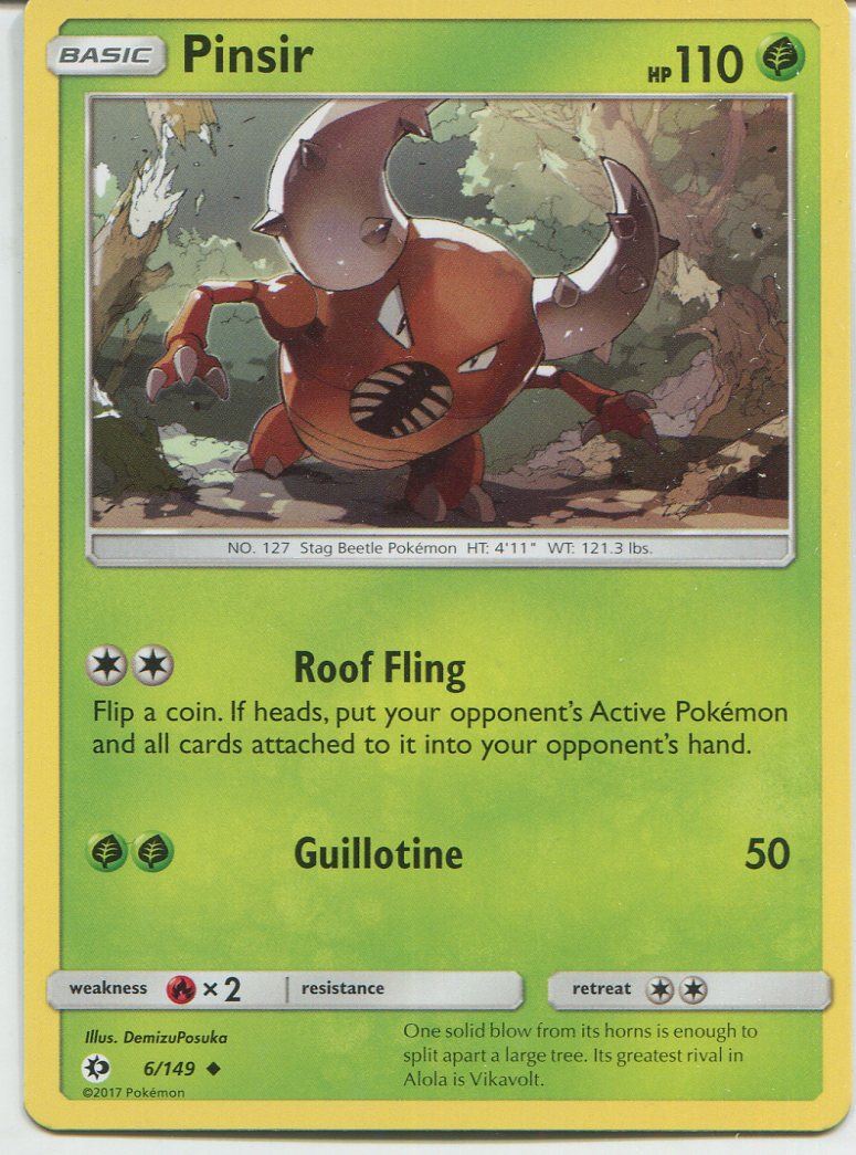 Pinsir Pokemon Sun /& Moon TCG Card 006//149